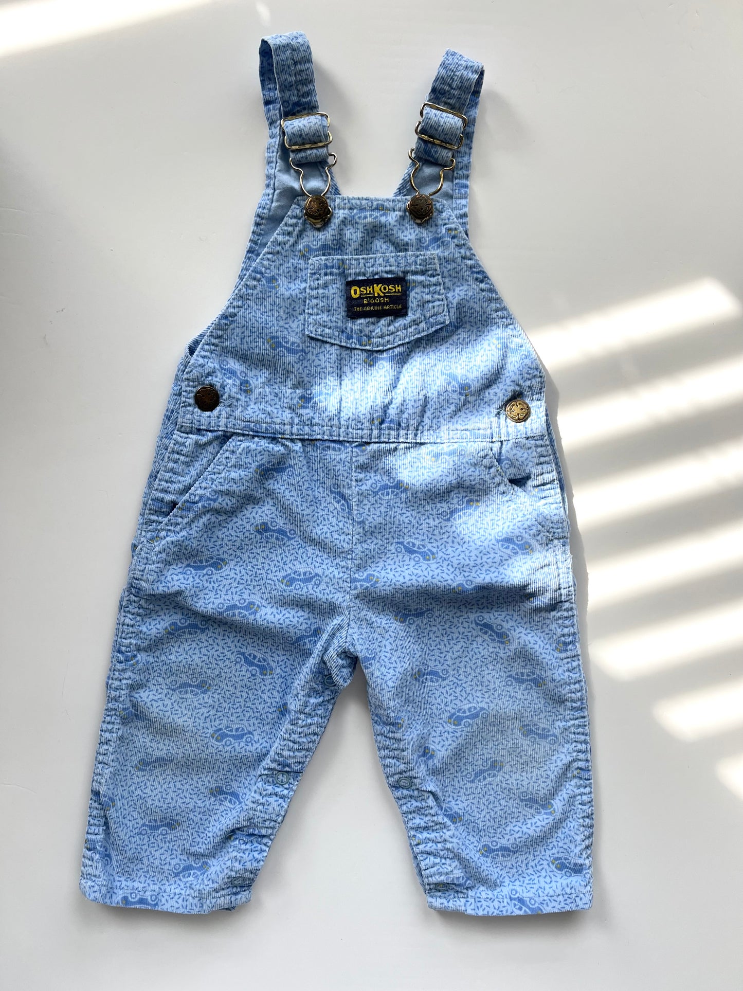 Oshkosh Vintage Cord Car Print Dungarees - Age 18m