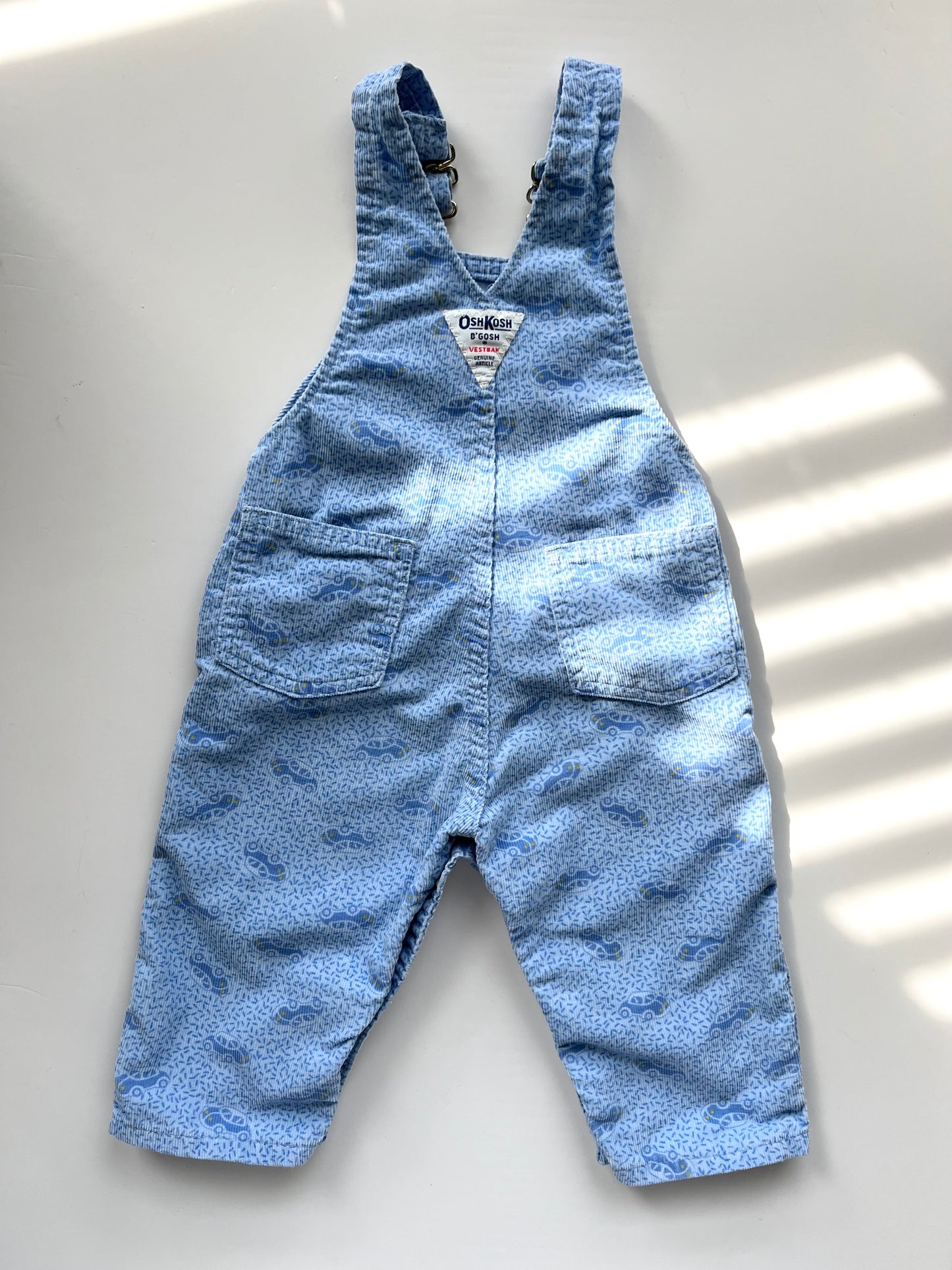Oshkosh Vintage Cord Car Print Dungarees - Age 18m