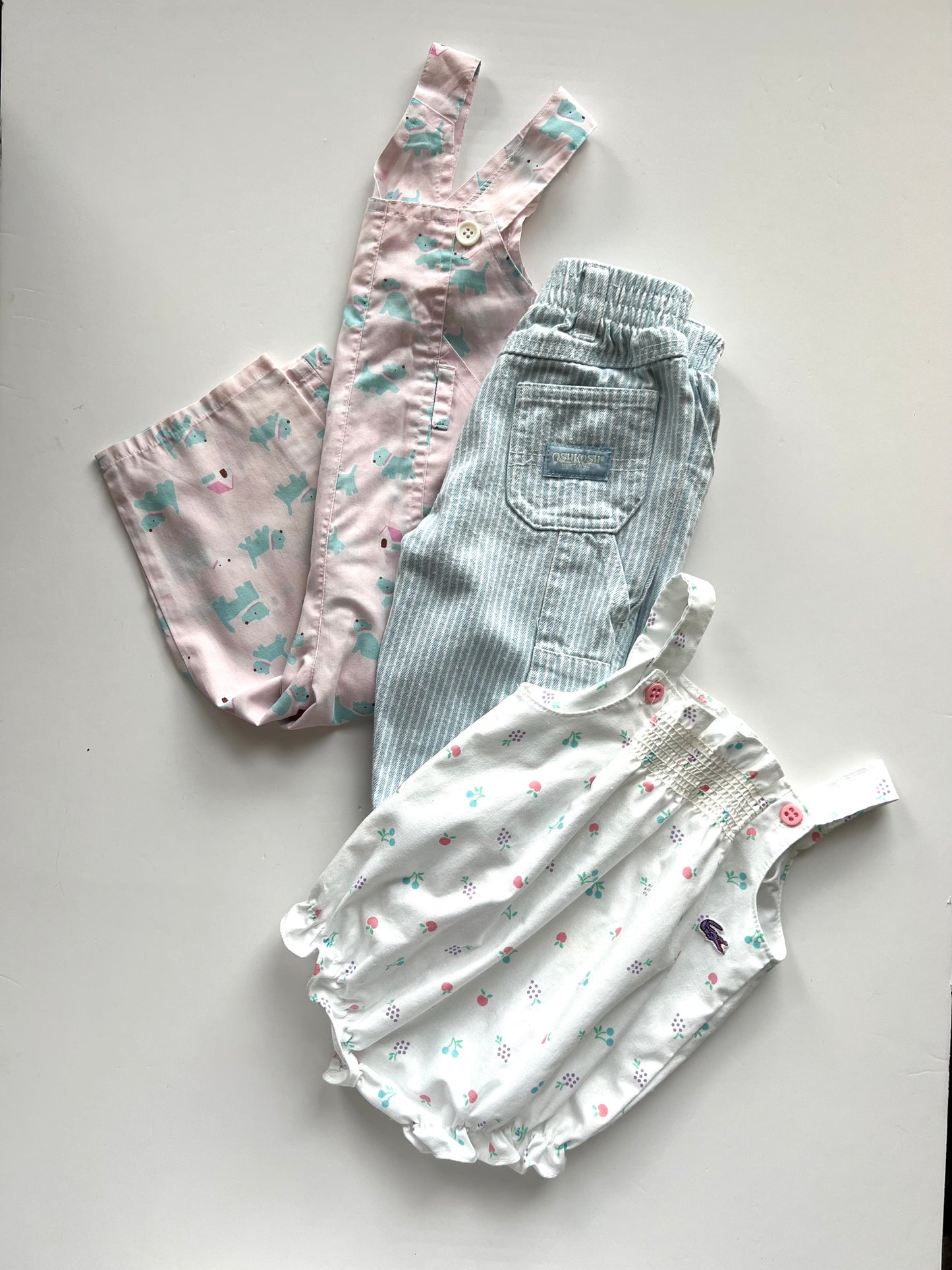 Baby Club Vintage Dog Print Dungarees- Age 6-9m