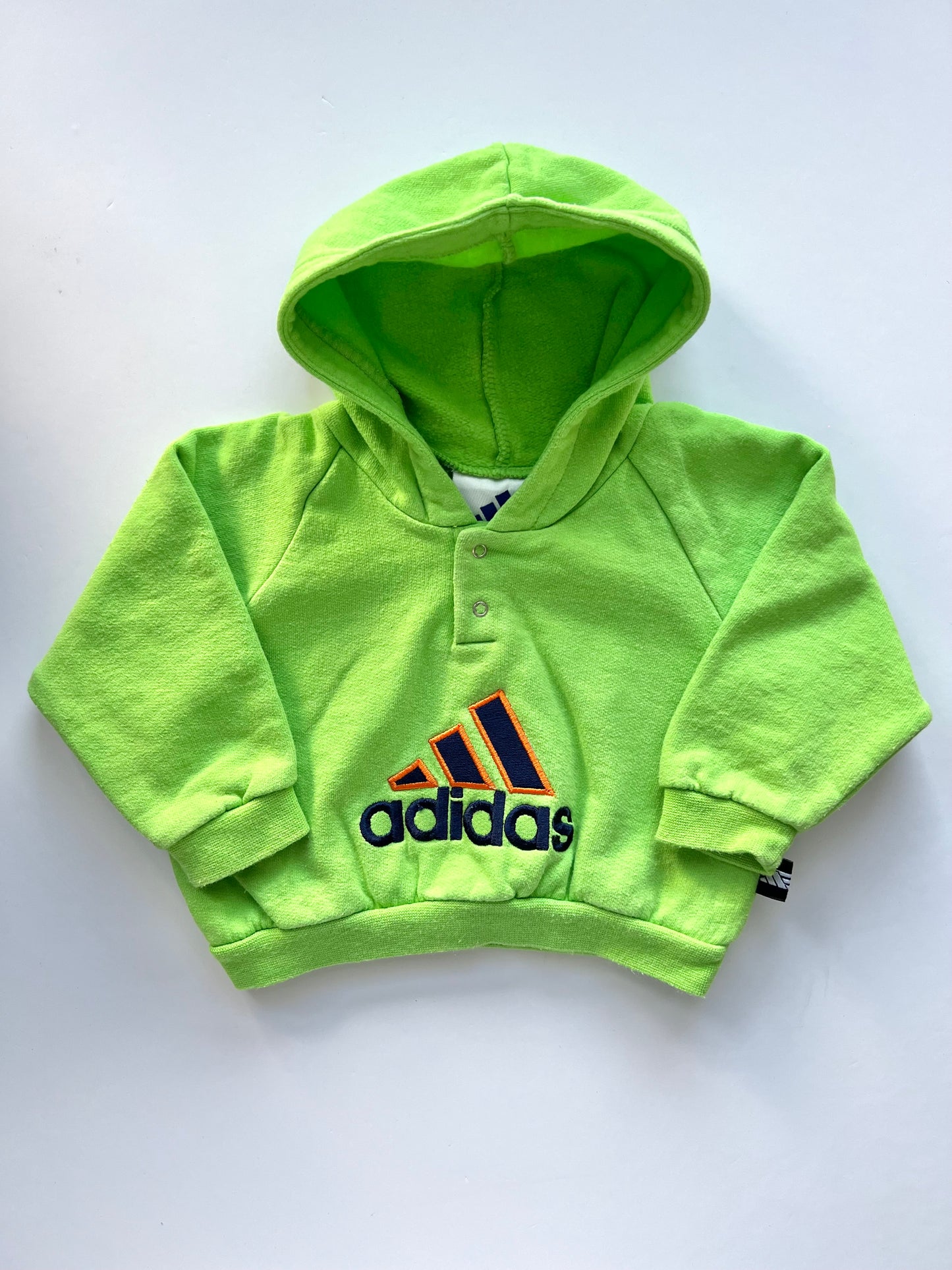 Adidas Vintage Lime Green Logo Hoodie - Age 3-6m
