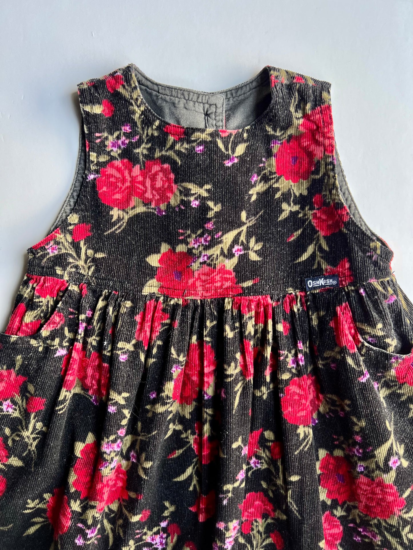 Oshkosh Vintage Carnation Floral Print Cord Dress - Age 3y