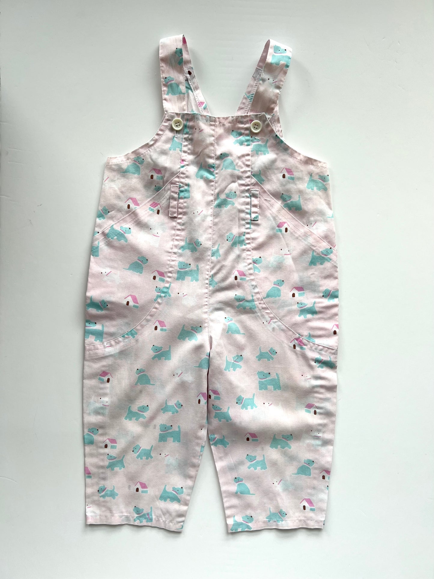 Baby Club Vintage Dog Print Dungarees- Age 6-9m