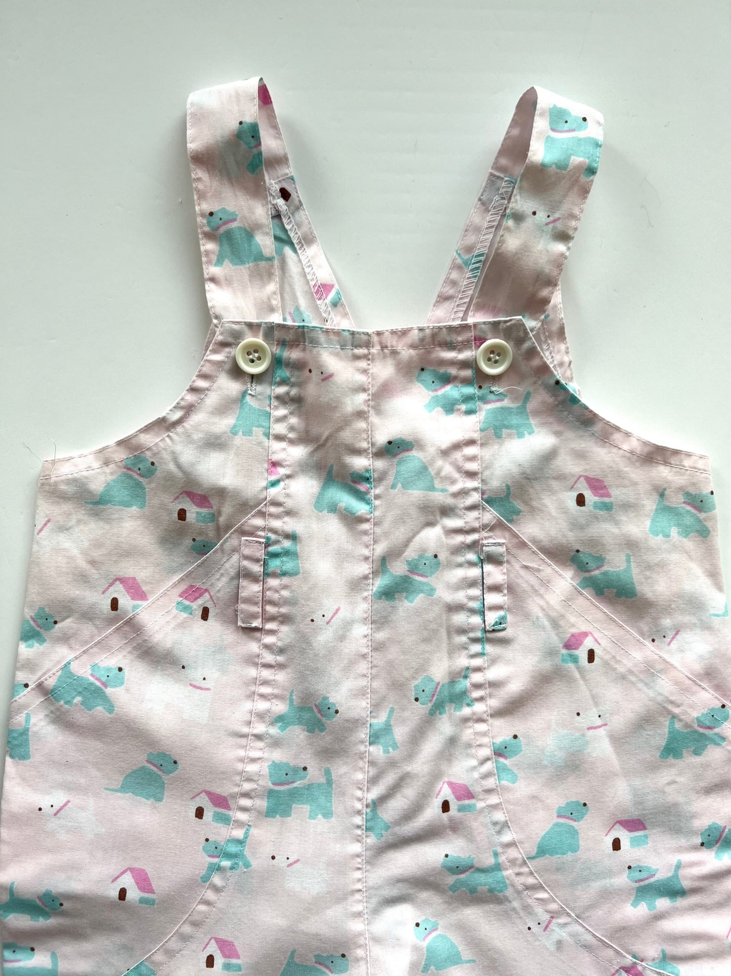Baby Club Vintage Dog Print Dungarees- Age 6-9m