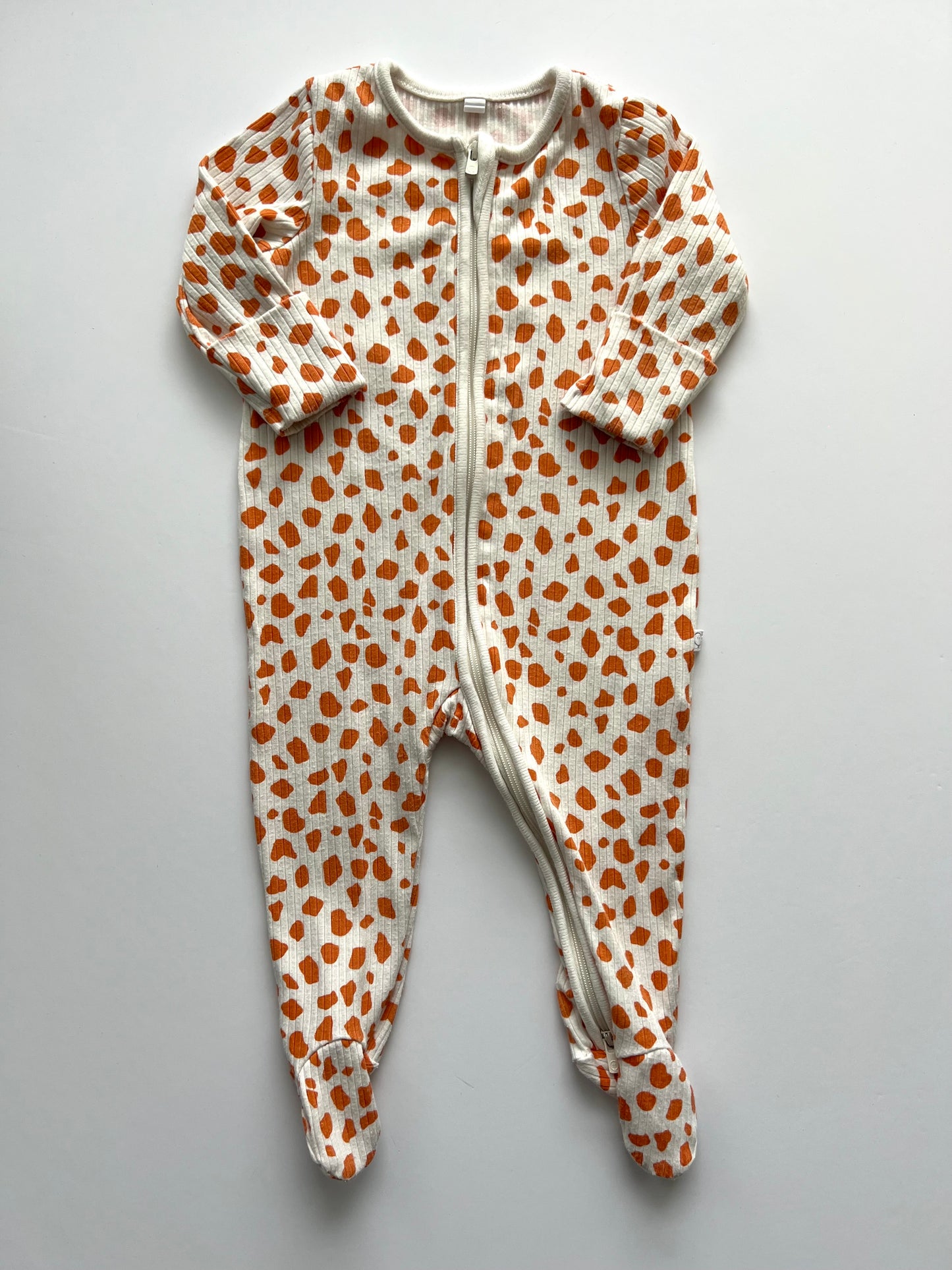 Baby Mori Giraffe Spot Ribbed Clever Zip Sleepsuit - Age 0-3m