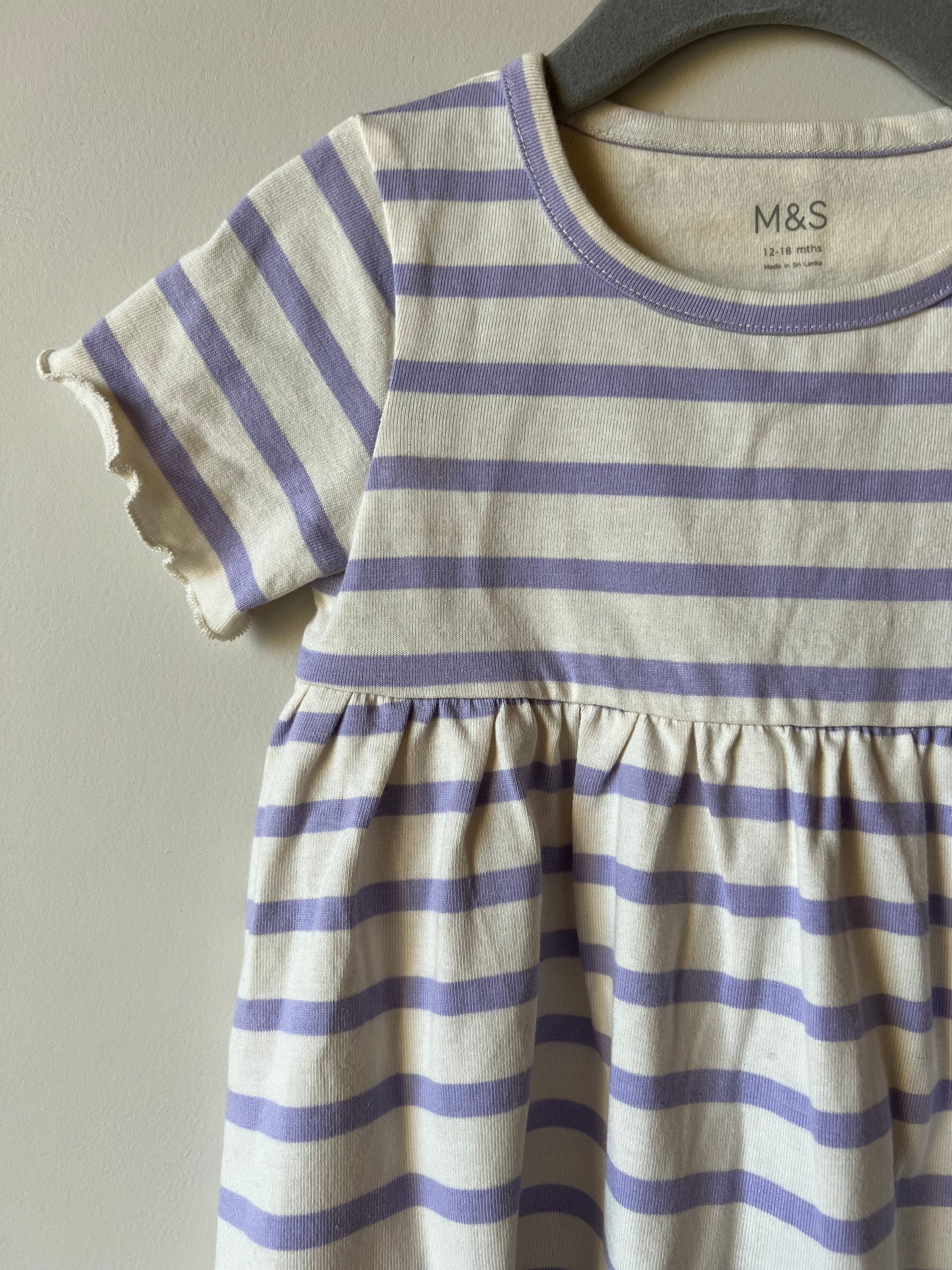 M&S Cotton Jersey Striped Dress - Age 12-18m BNWT