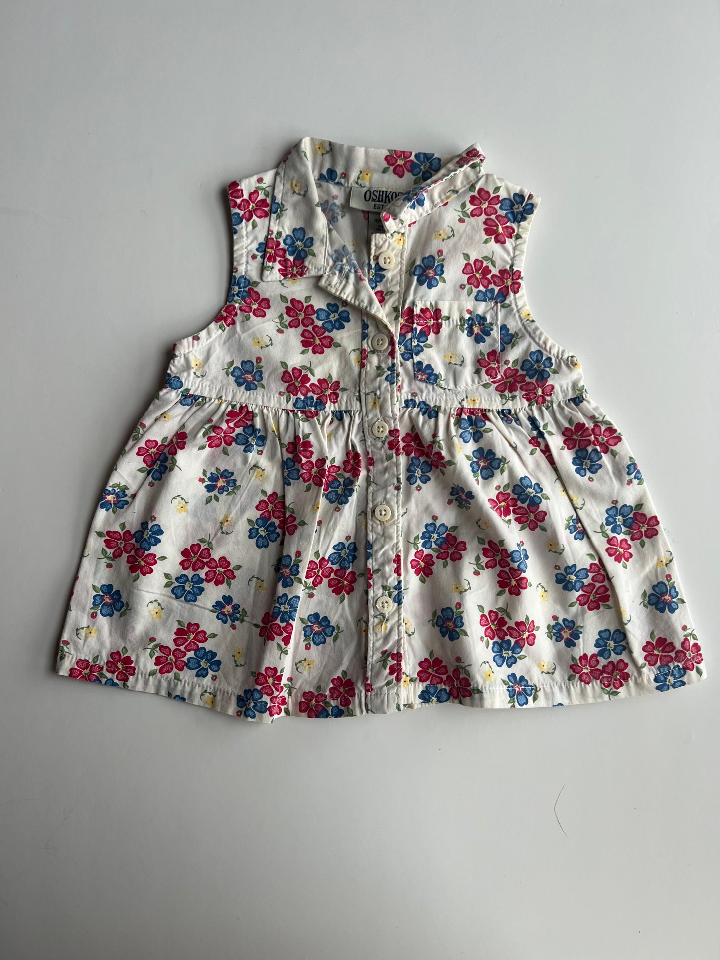 Oshkosh Floral Print Button Up Dress - Age 3-6m