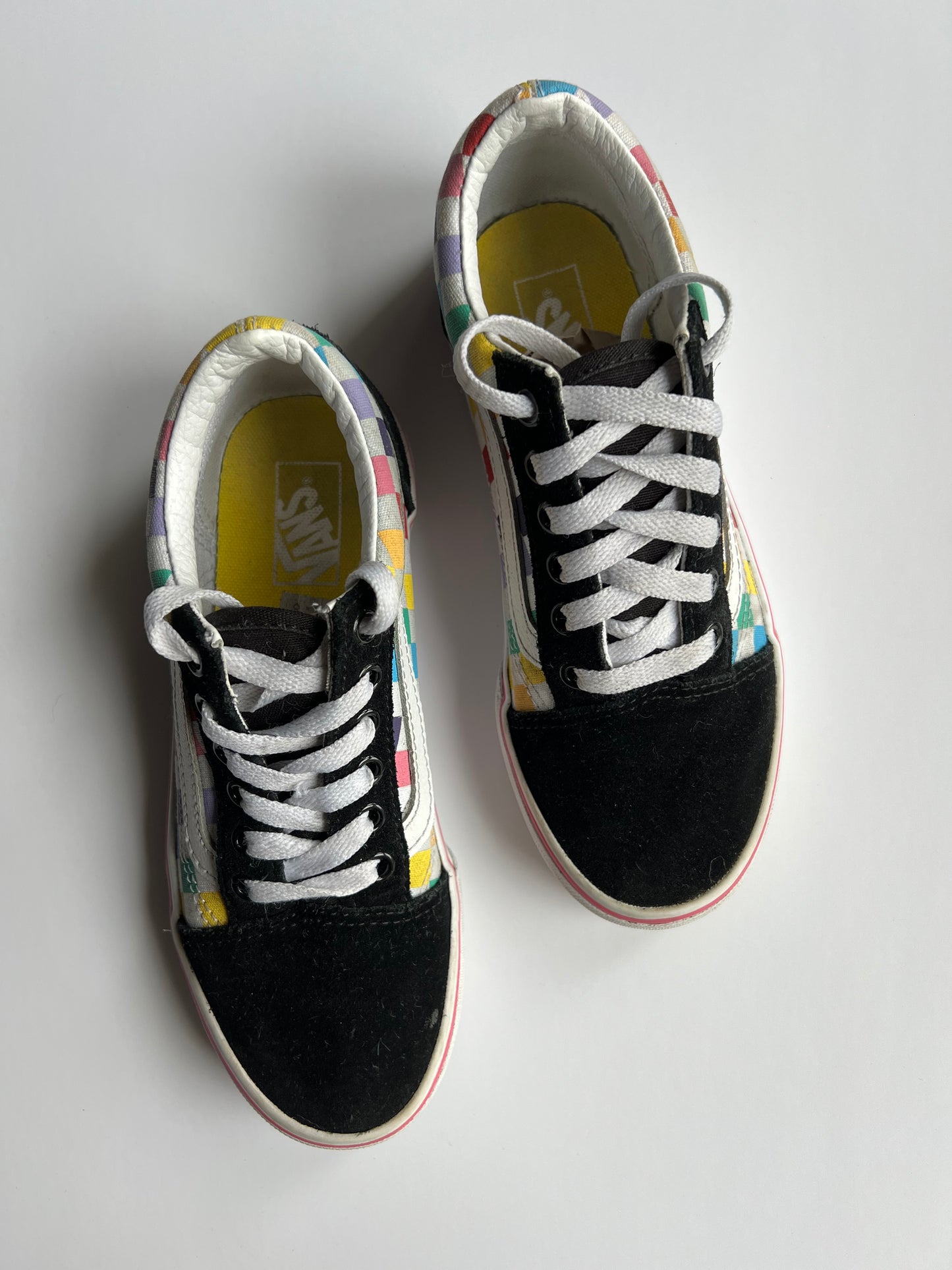 Vans Junior Old Skool Rainbow Checkerboard- Size 2uk Junior