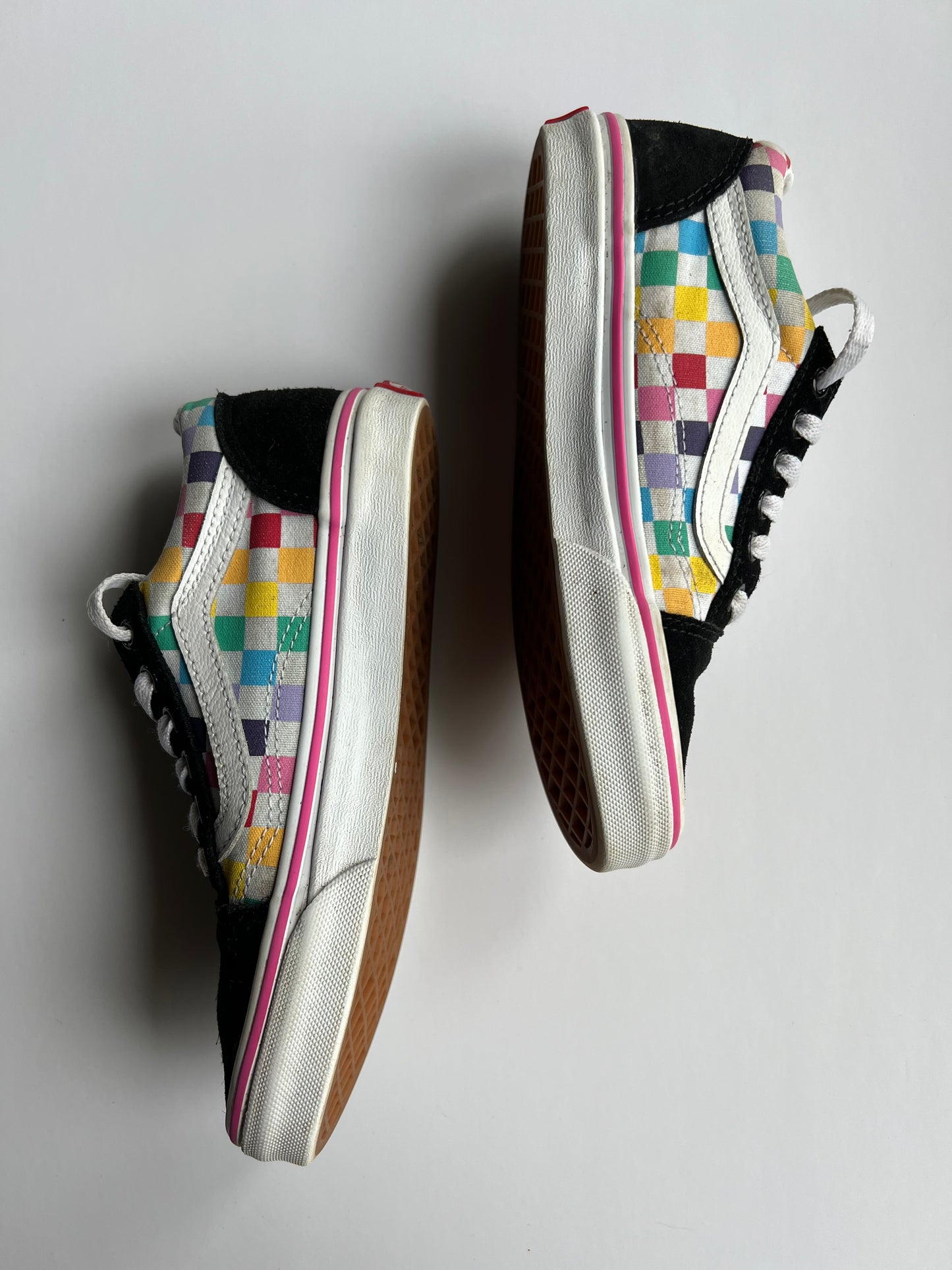 Vans Junior Old Skool Rainbow Checkerboard- Size 2uk Junior