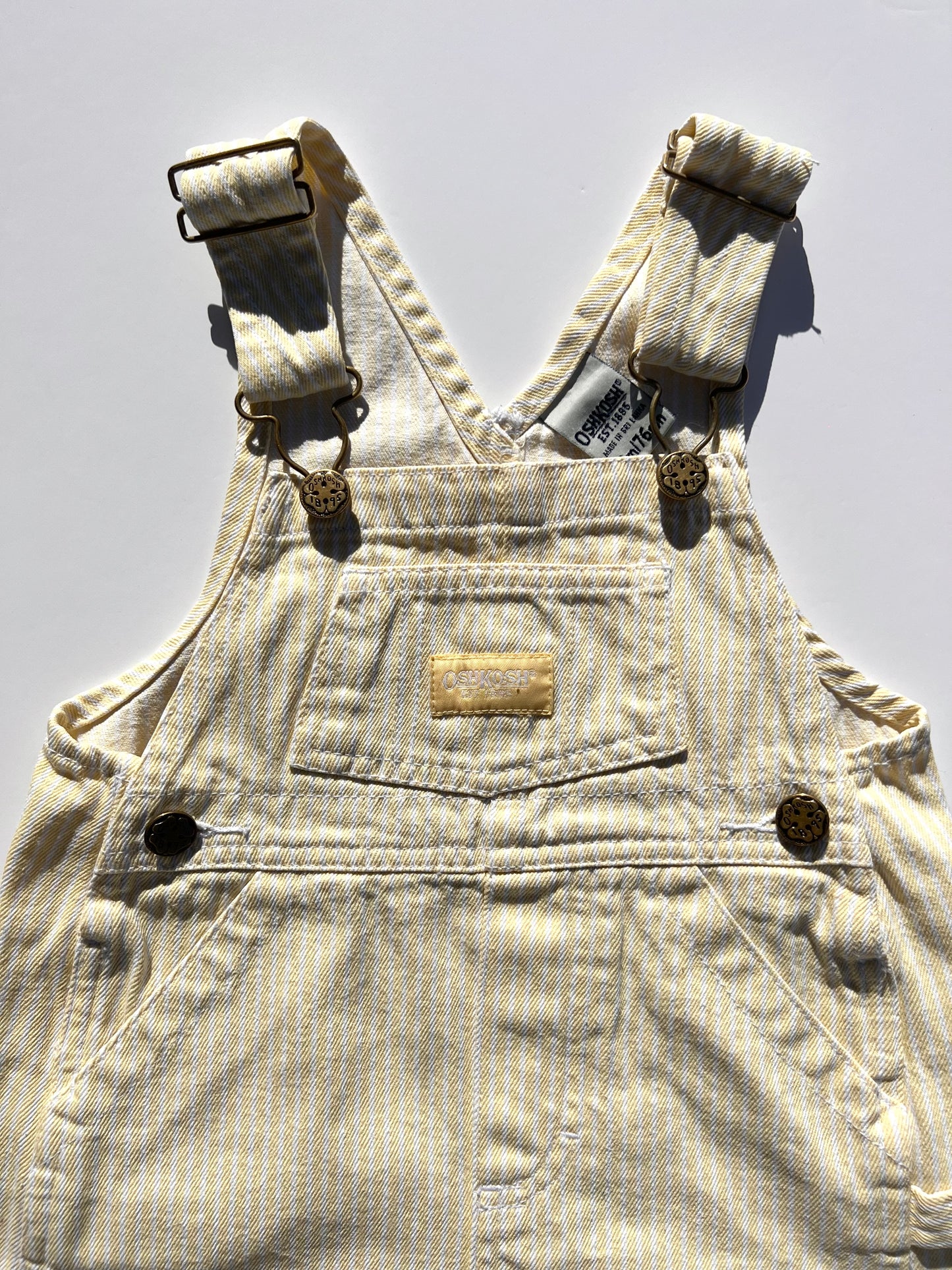 Oshkosh Vintage Yellow Hickory Stripe Dungaree Dress - Age 12m