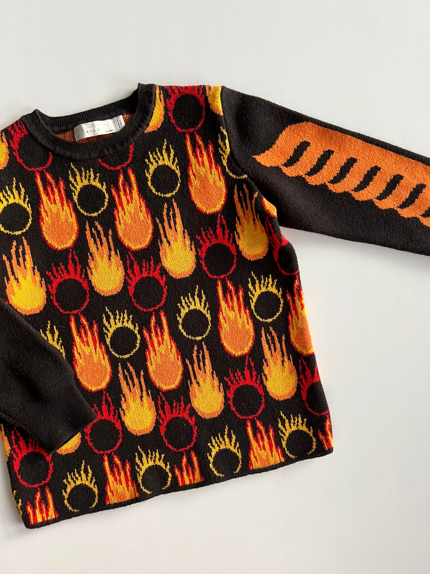 Stella McCartney Black Flames Jumper - Age 6y (runs small)