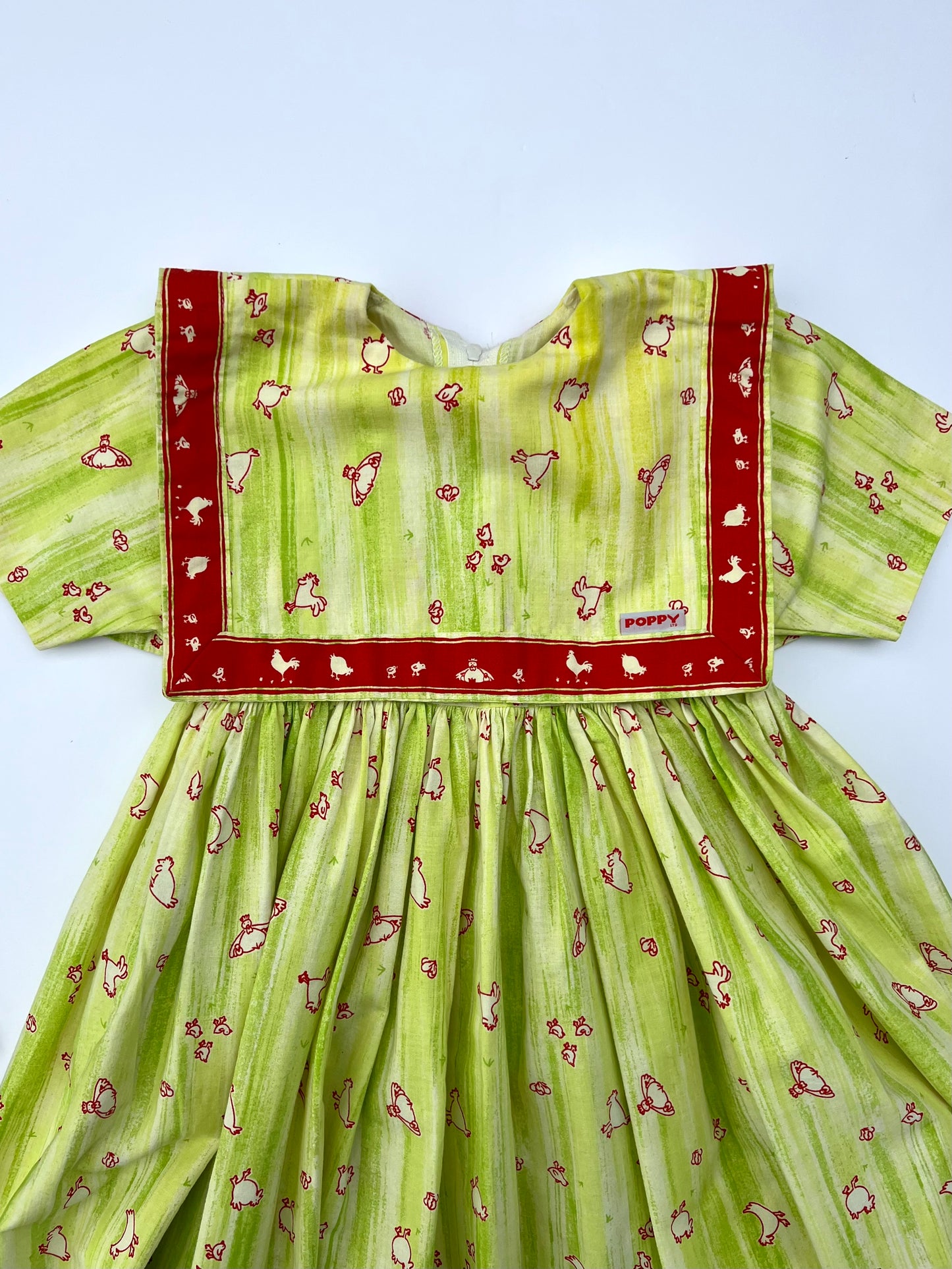 Poppy Vintage Bryony Dress in Hens Mint Print - Age 5y