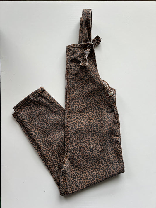 Studio Denim Leopard Print Dungarees- Age 7-8y