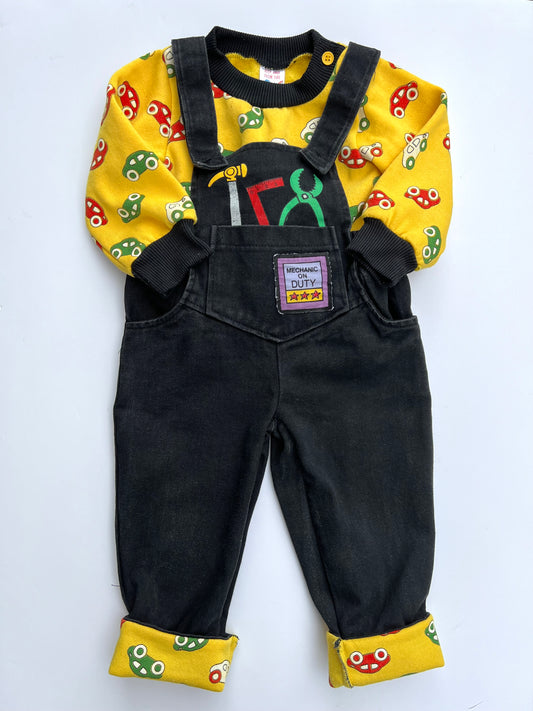 Vintage Dungaree & Sweater Set - Age approx 6-12m