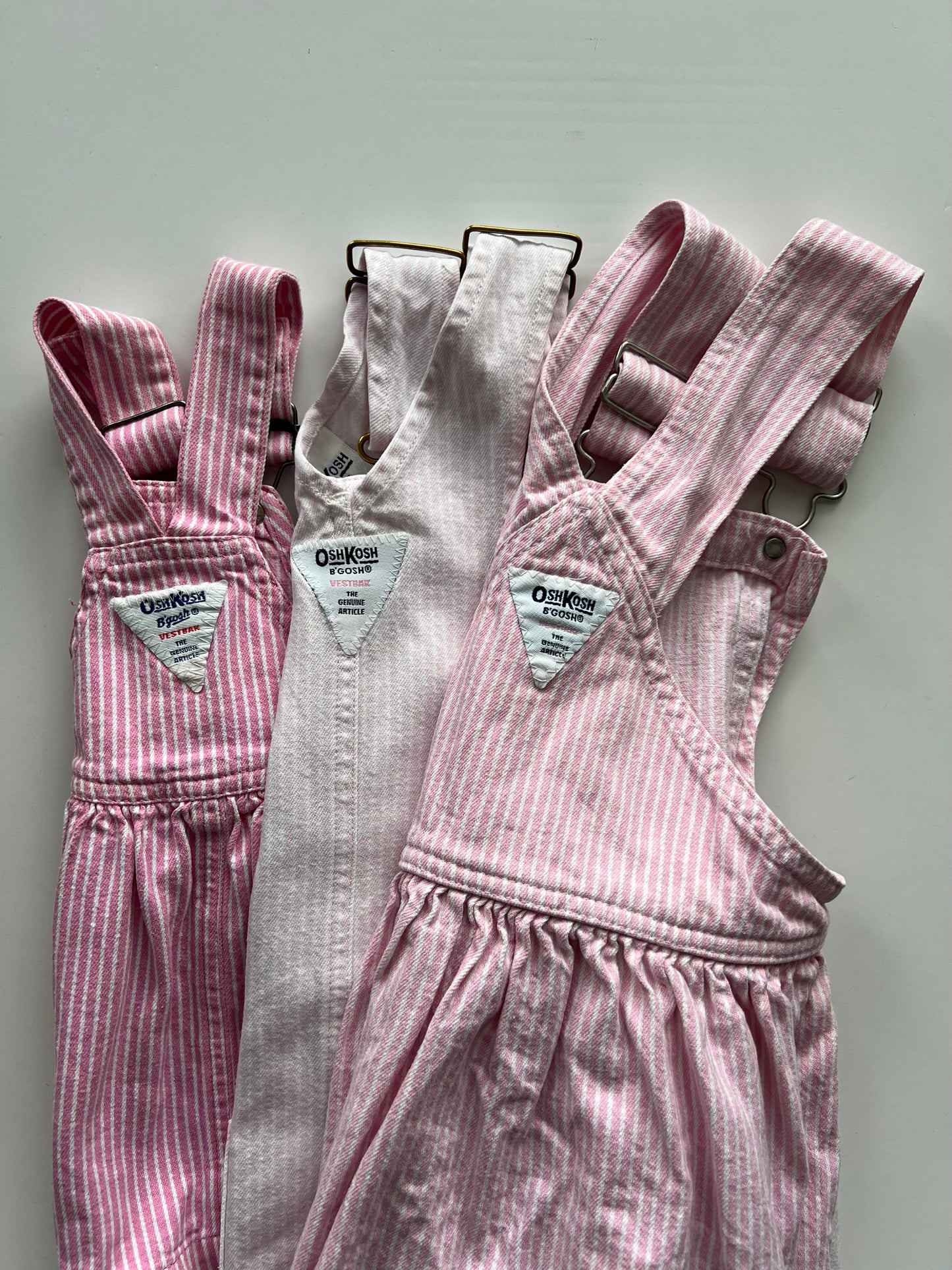 Oshkosh Vintage Pink Hickory Stripe Pinafore Dress - Age 6X