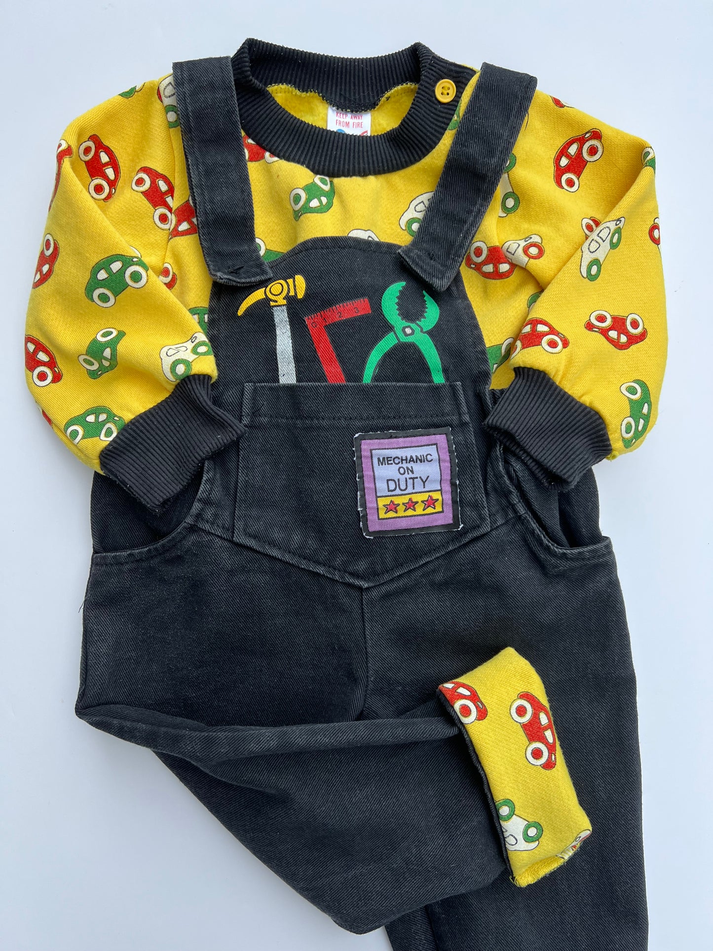 Vintage Dungaree & Sweater Set - Age approx 6-12m