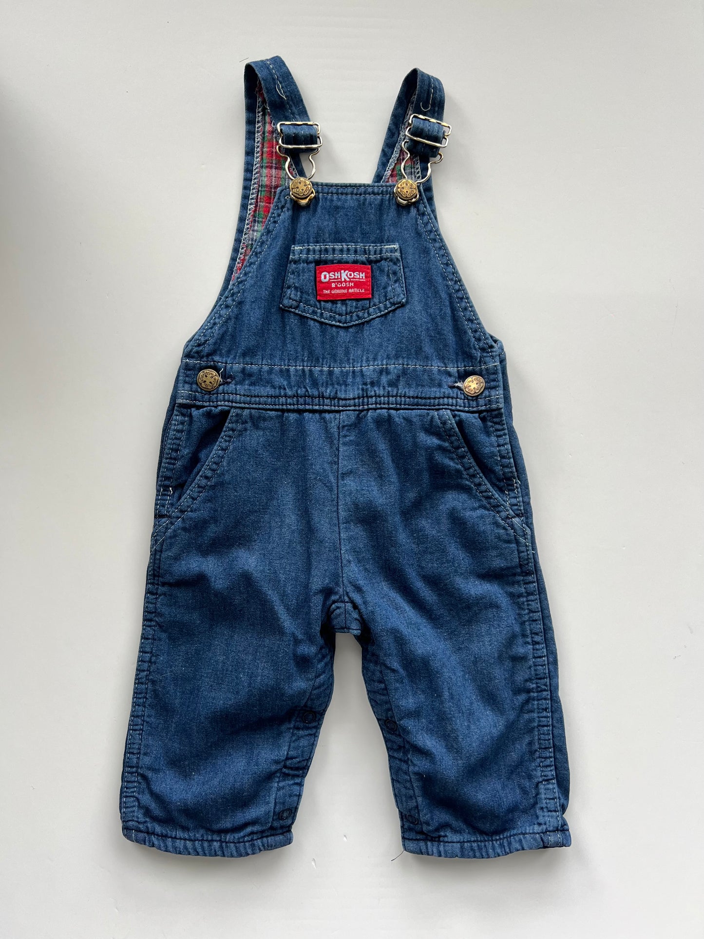 Oshkosh Vintage Plaid Lined Dungarees - Age 12m