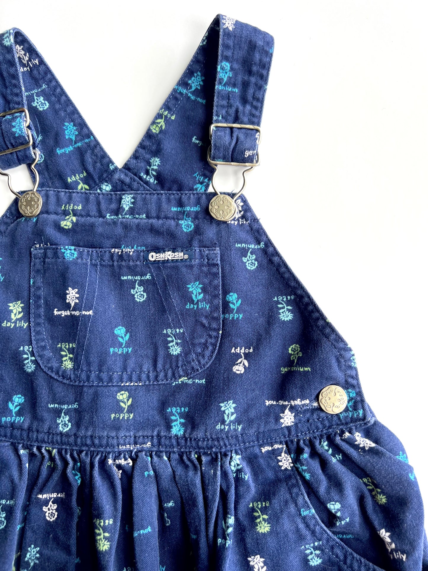 Oshkosh Vintage Garden Flowers Dungaree Dress - Age 4T