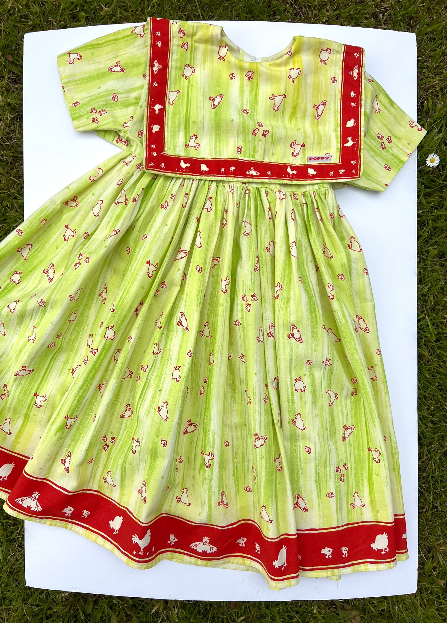 Poppy Vintage Bryony Dress in Hens Mint Print - Age 5y