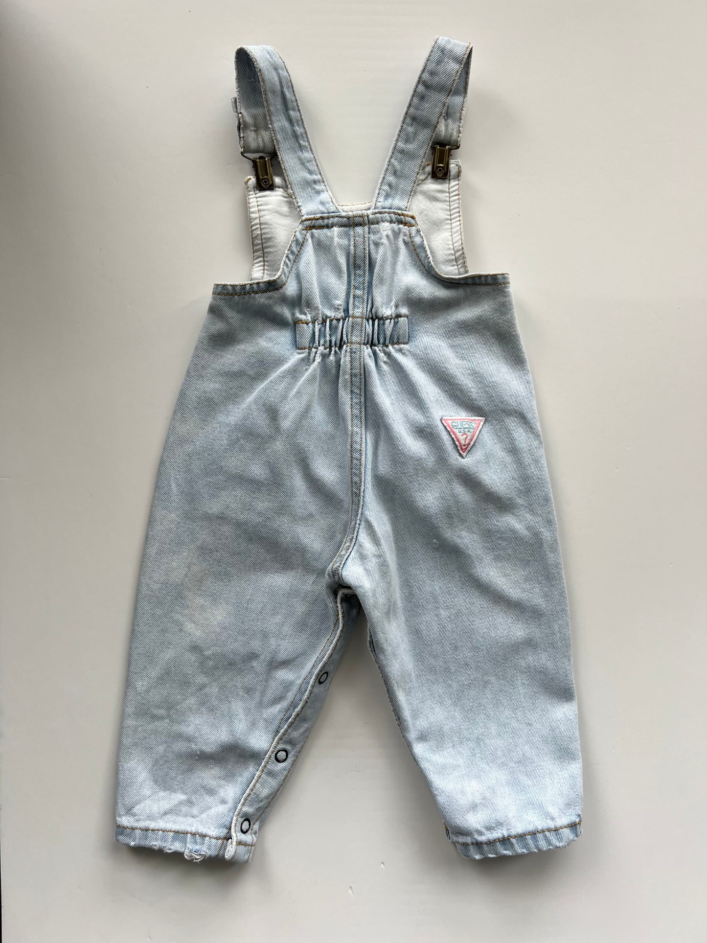 Guess Vintage Light Wash Denim Clip Dungarees - Age 12m