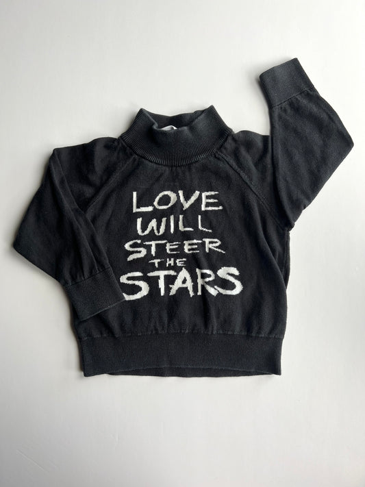 Mini Rodini ‘Love Will Steer the Stars’ Mock Neck Jumper - Age 9m-1.5y