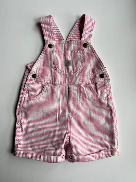 Carhartt Pink Hickory Stripe Shortalls - Age 24m