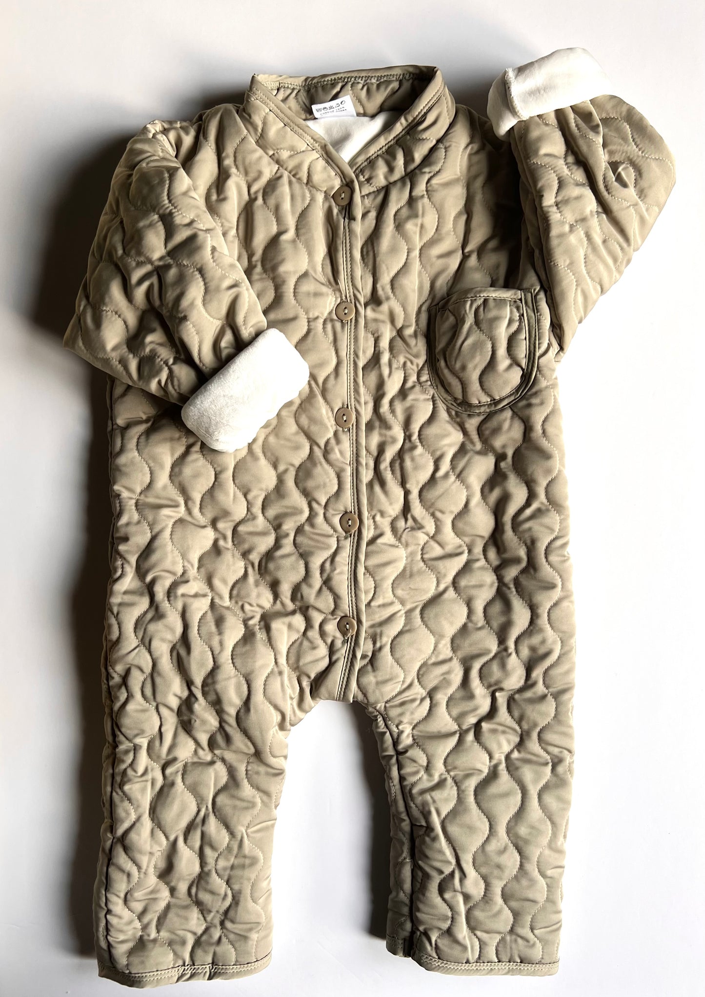 Korean Brand AK Khaki Green Quilted All in One Suit - Age 18-24m