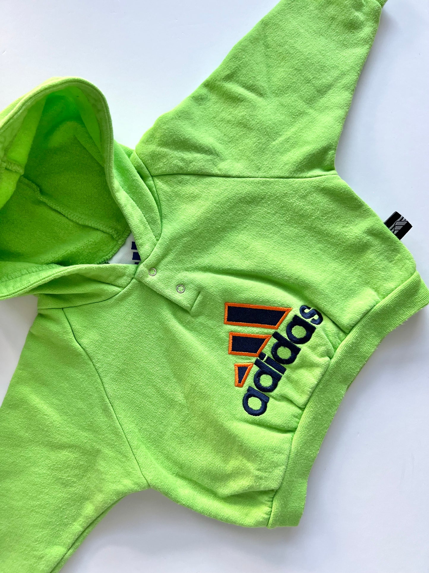 Adidas Vintage Lime Green Logo Hoodie - Age 3-6m