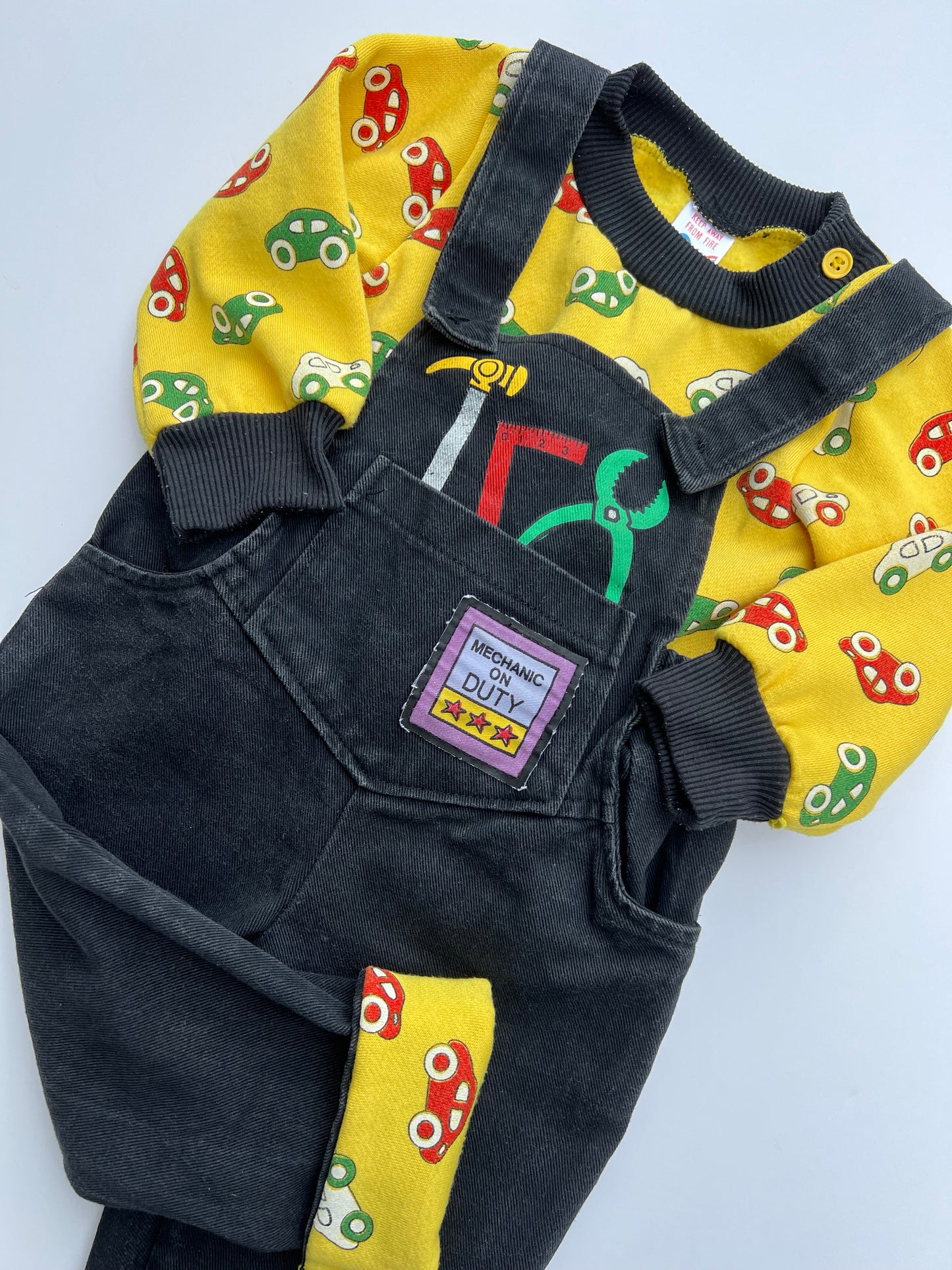 Vintage Dungaree & Sweater Set - Age approx 6-12m