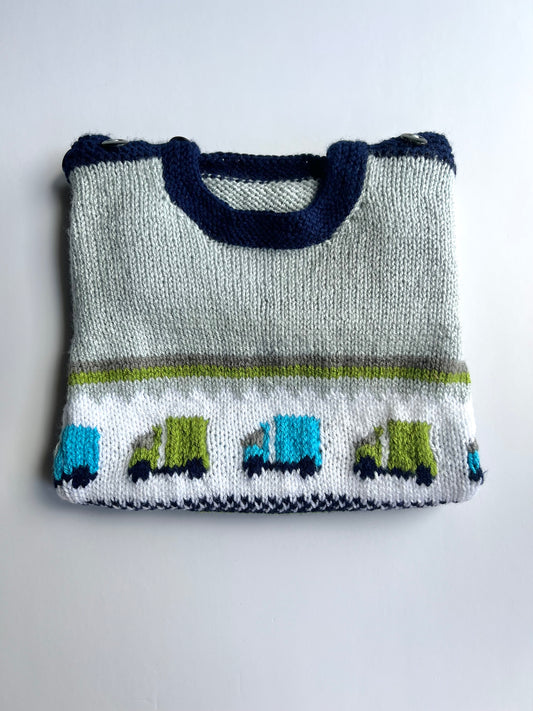 Hand Knitted Truck Jumper - Age 12-18m