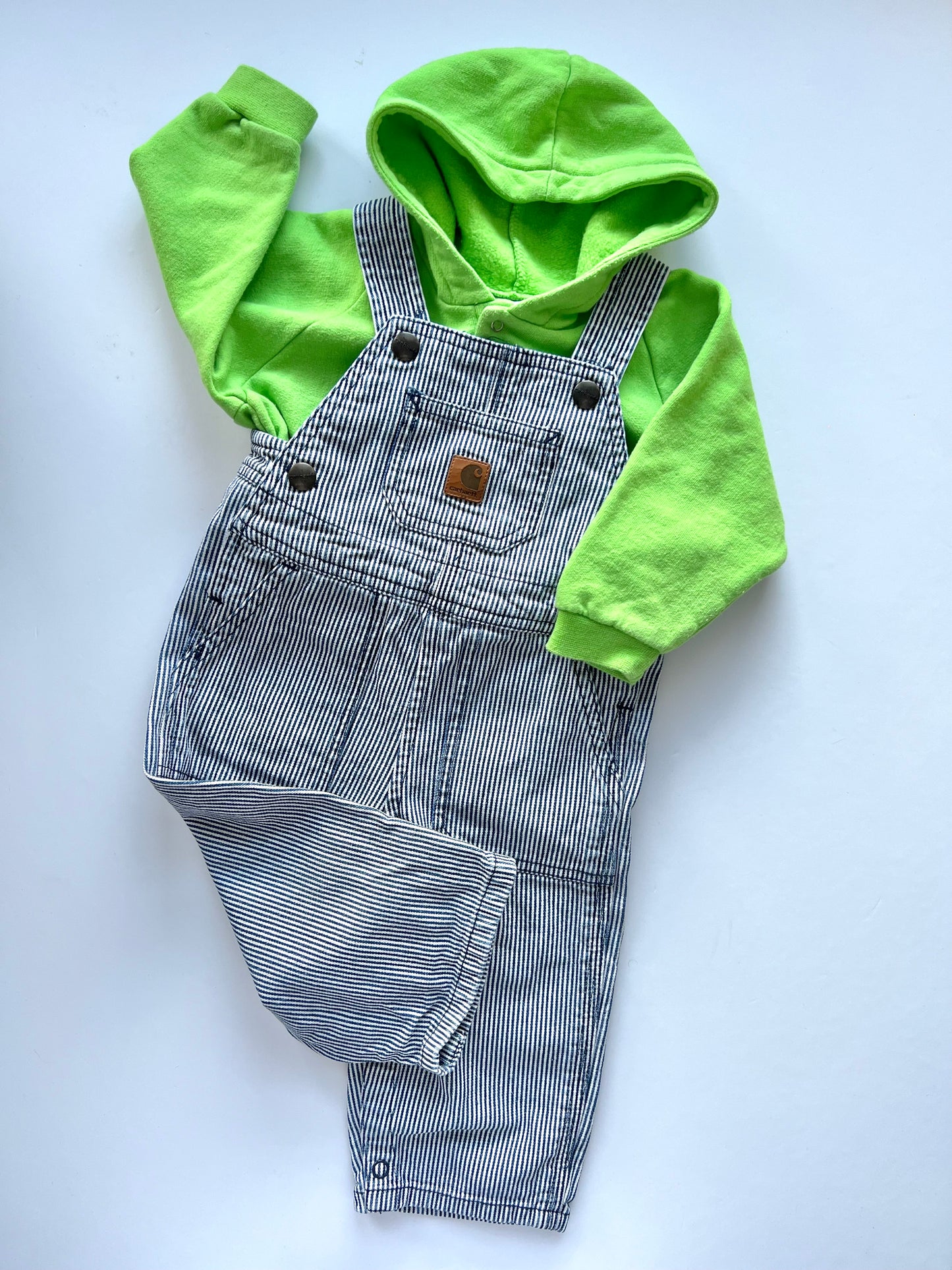 Adidas Vintage Lime Green Logo Hoodie - Age 3-6m