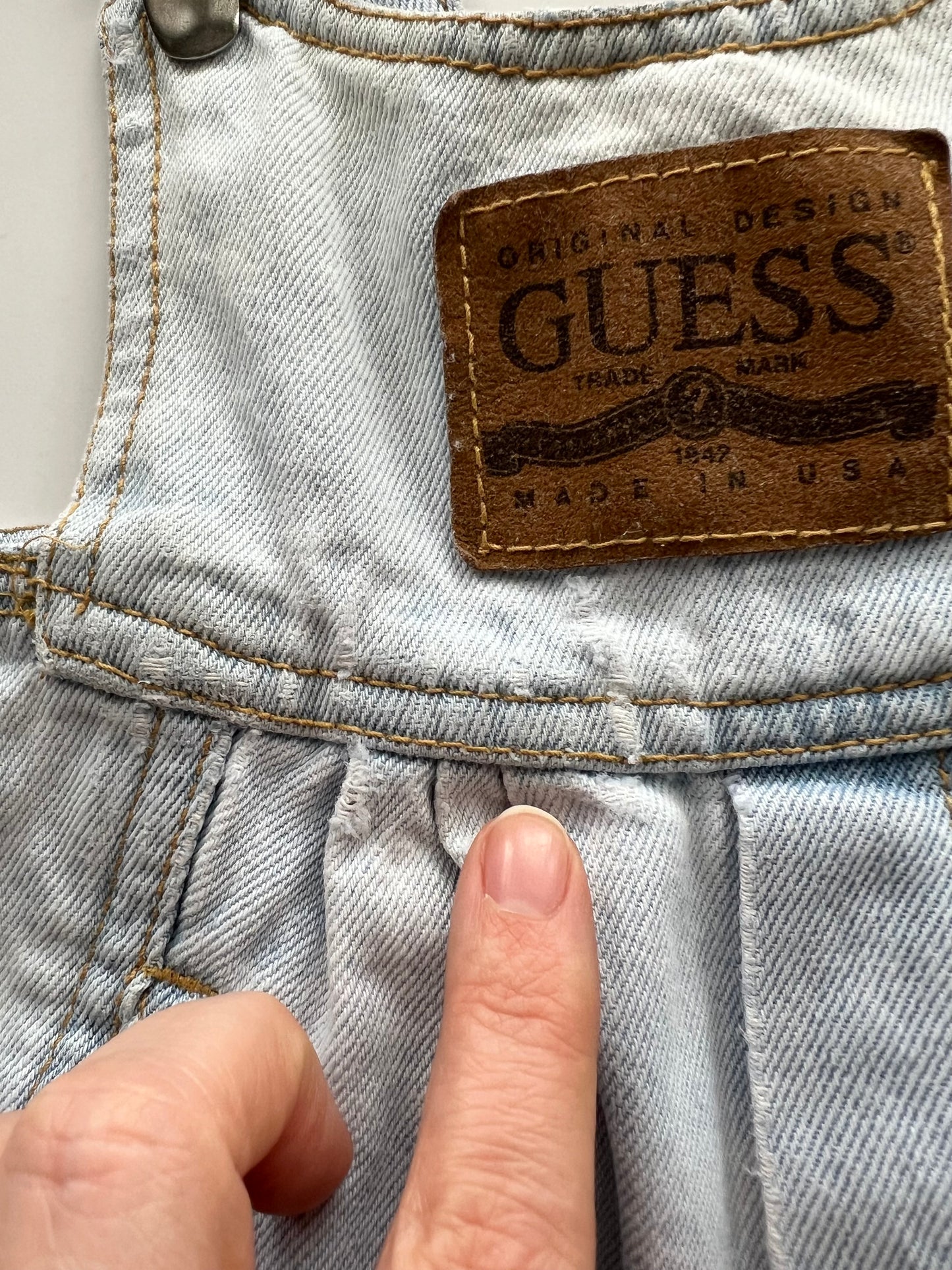 Guess Vintage Light Wash Denim Clip Dungarees - Age 12m