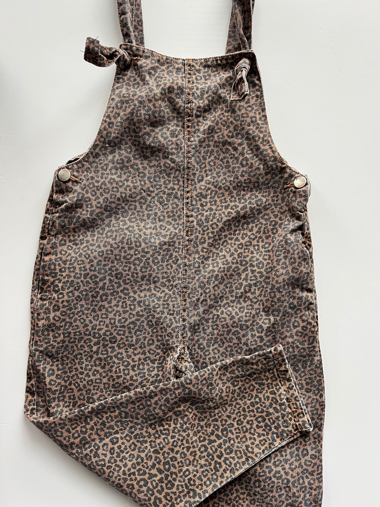 Studio Denim Leopard Print Dungarees- Age 7-8y