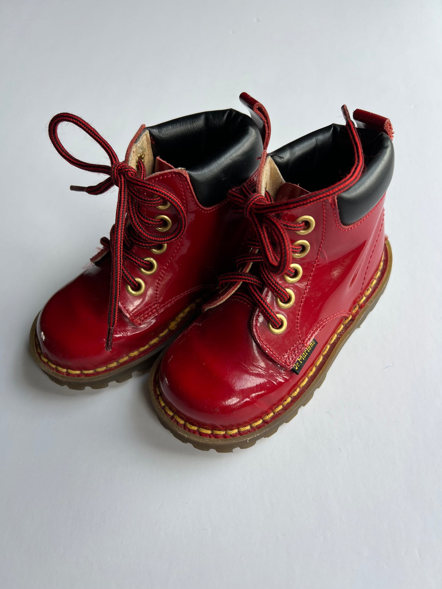 Dr. Martens Red Patent Leather Made In England Boots - Size 6uk