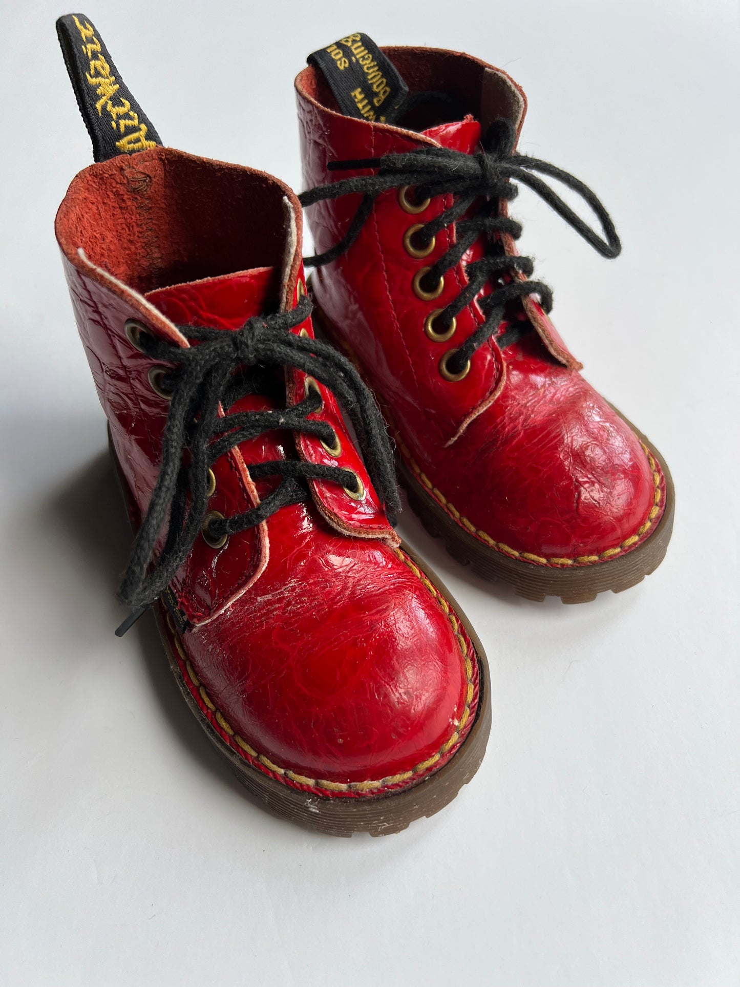 Dr. Martens Vintage Made In England Red Patent Boots - Size 6/7uk