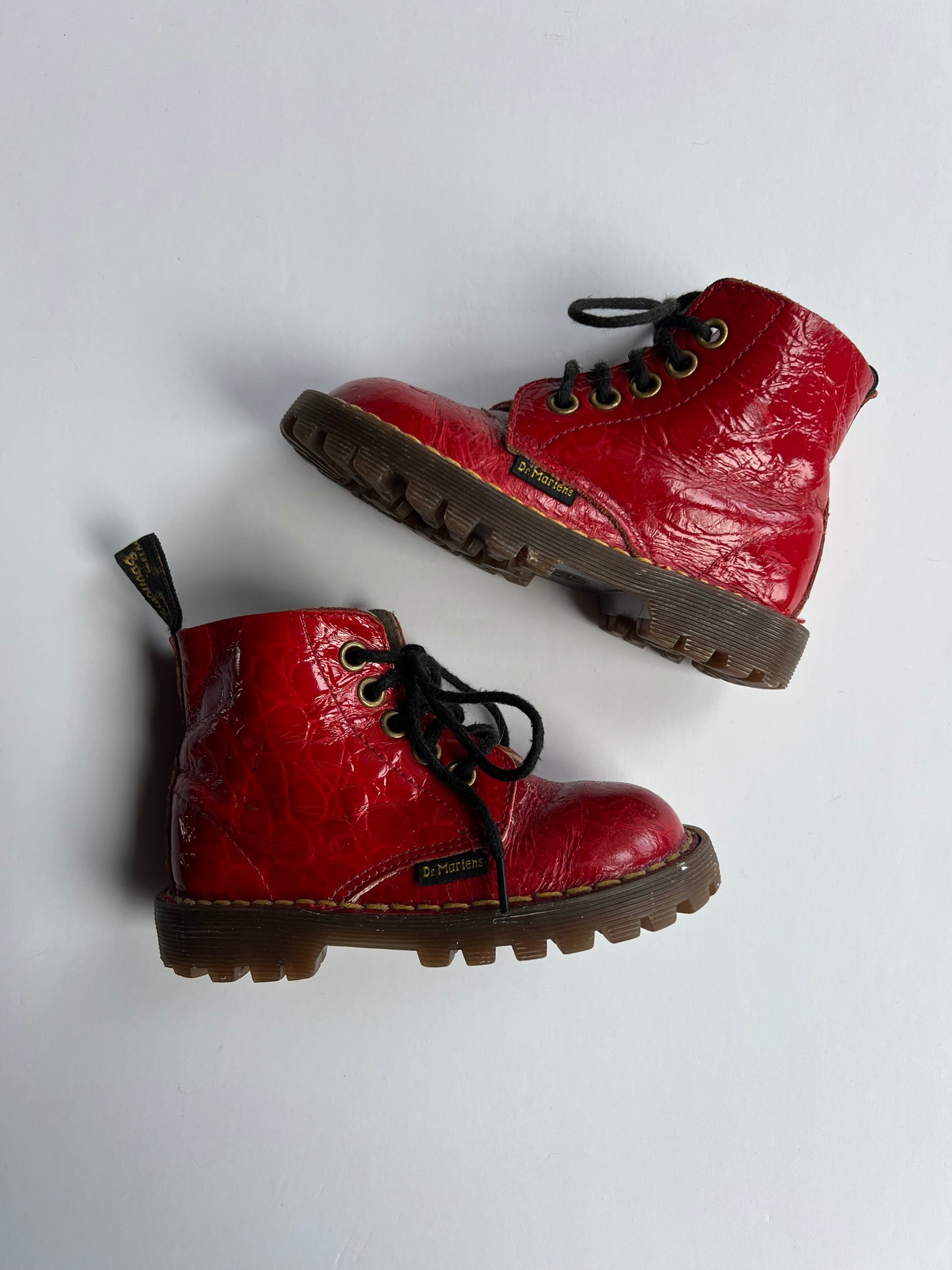 Dr. Martens Vintage Made In England Red Patent Boots - Size 6/7uk