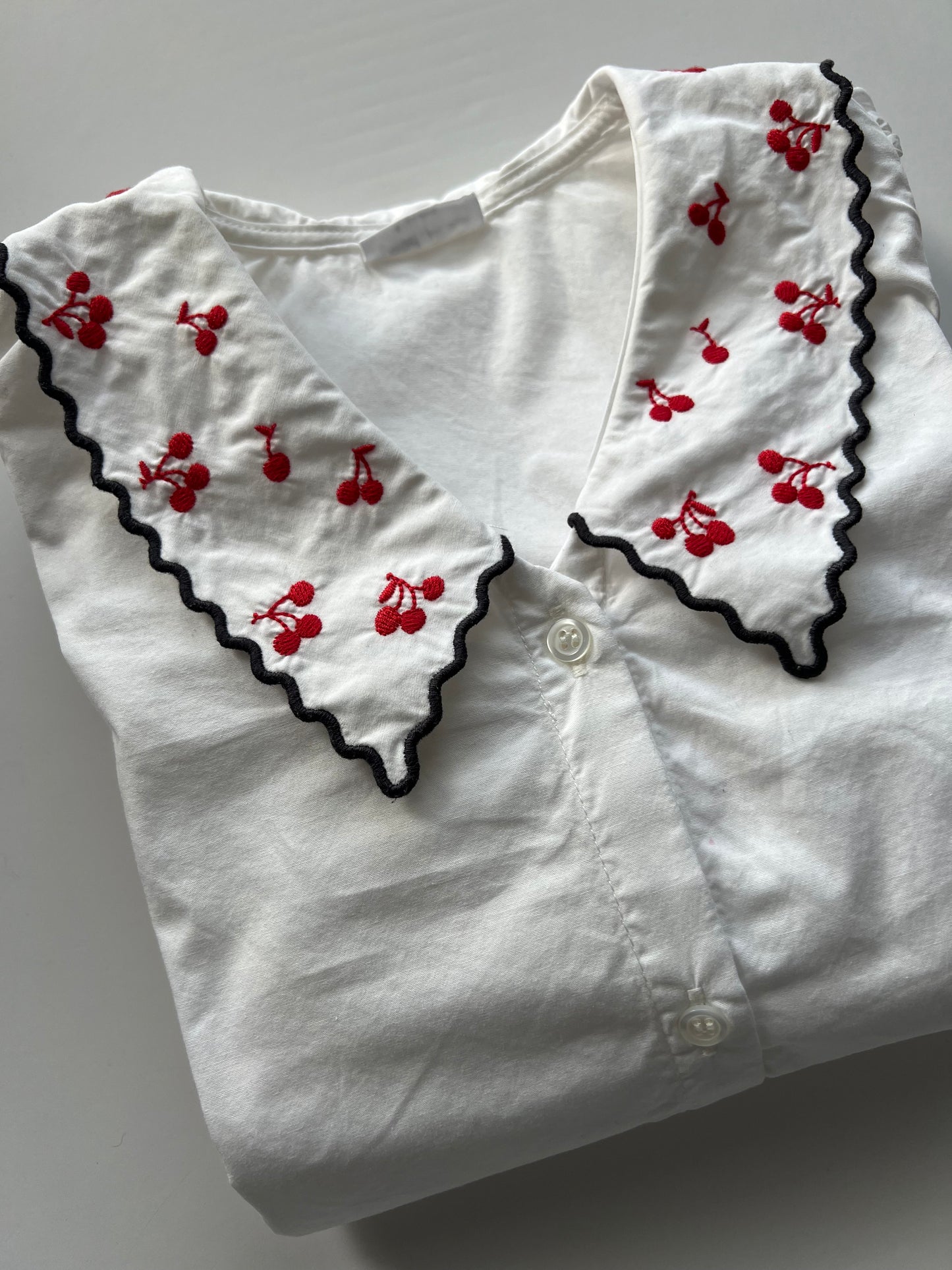 Maed for Mini Cherry Embroidered Cotton Shirt - Age 6y