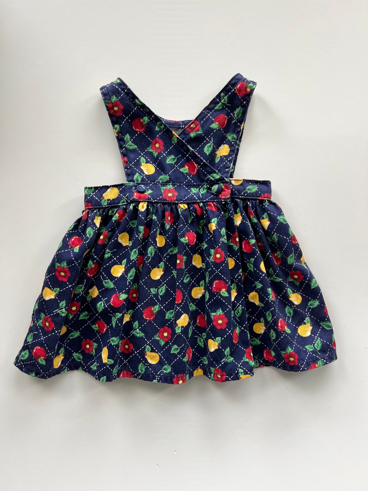 Oshkosh Vintage Apples & Pears Pinafore Wrap Dress - Age 12m