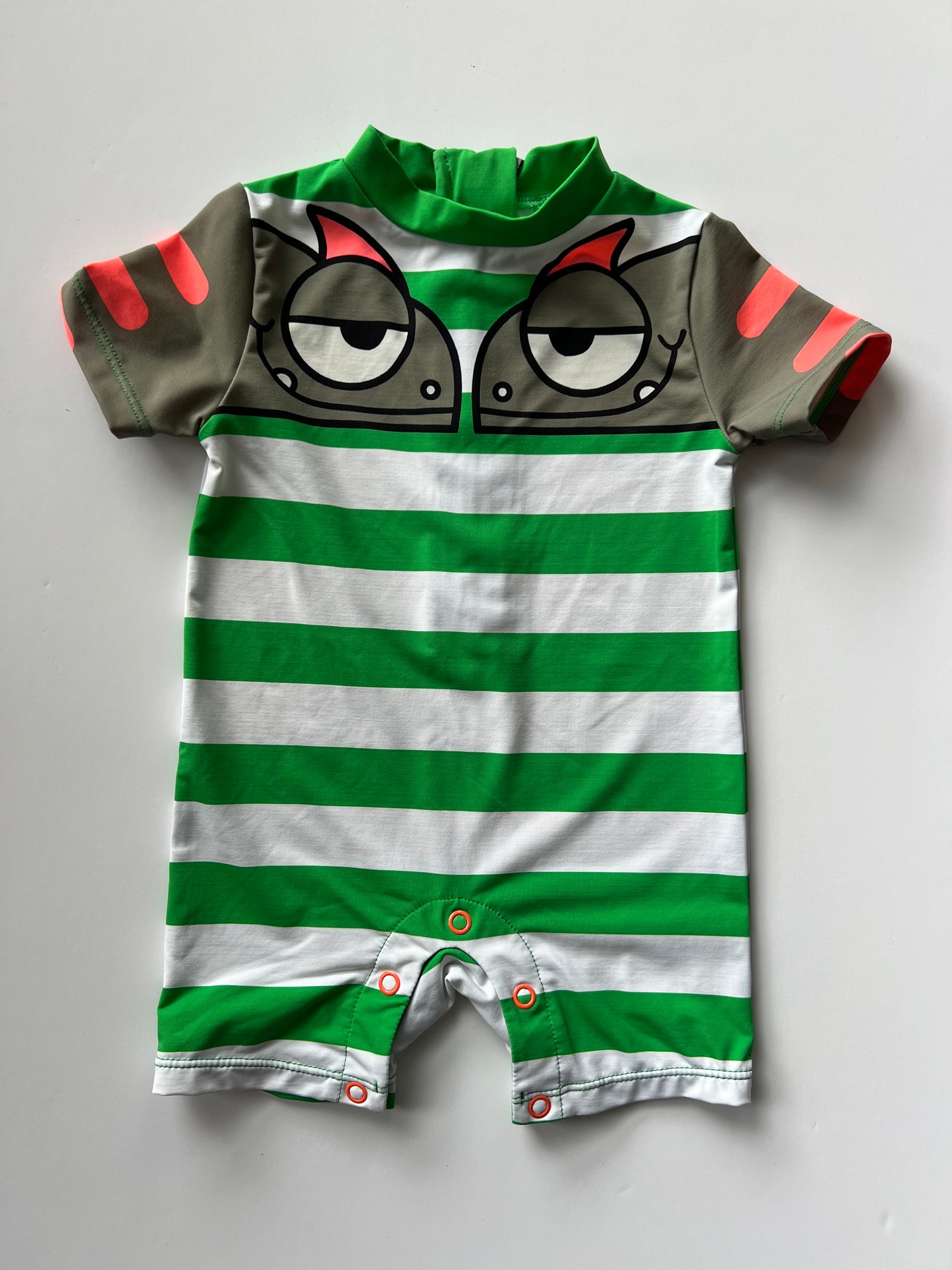 Stella McCartney Green Striped Lizard Swimsuit- Age 6m