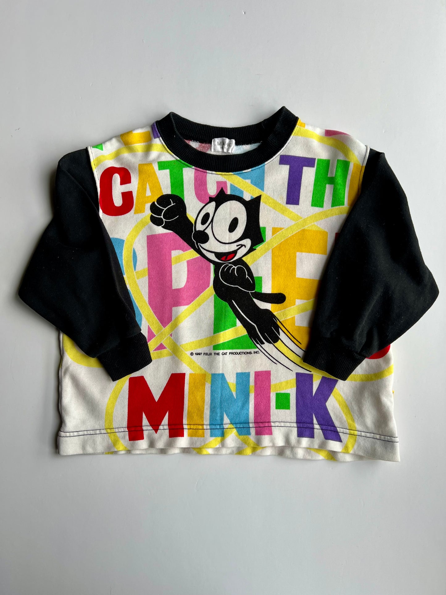 Mini K Felix The Cat 1997 Vintage Sweater. Double sided print. - Age 2-3y