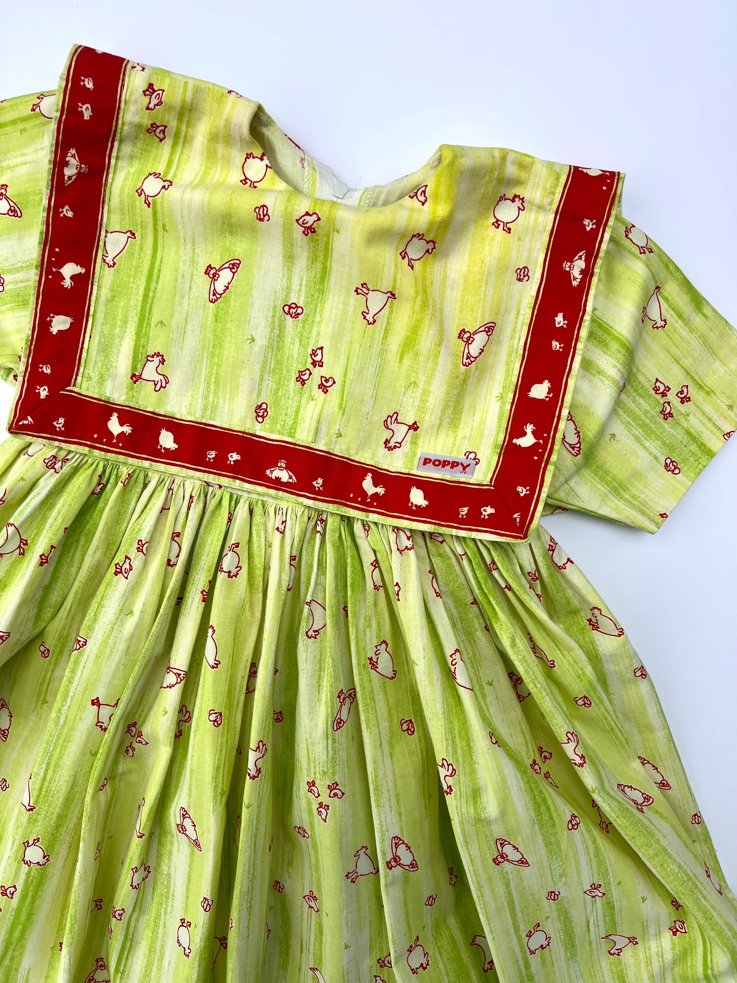 Poppy Vintage Bryony Dress in Hens Mint Print - Age 5y