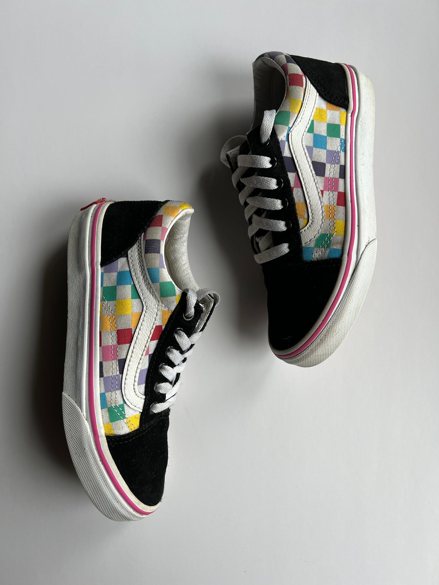 Vans Junior Old Skool Rainbow Checkerboard- Size 2uk Junior