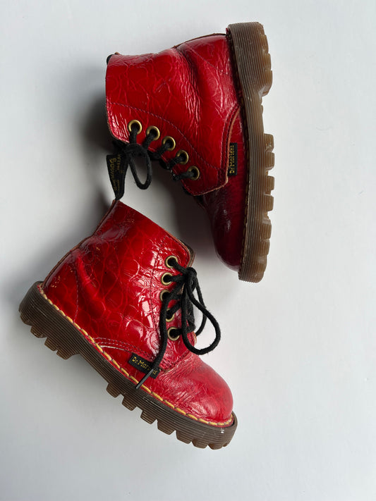 Dr. Martens Vintage Made In England Red Patent Boots - Size 6/7uk