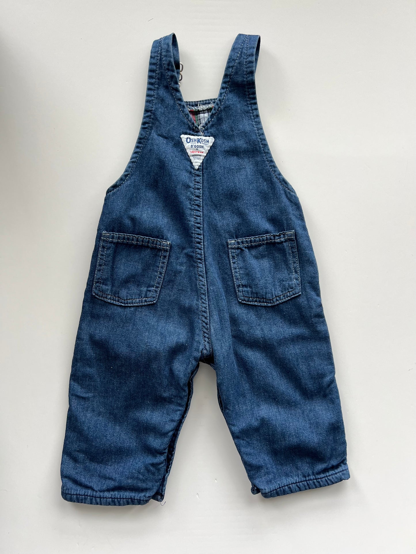 Oshkosh Vintage Plaid Lined Dungarees - Age 12m