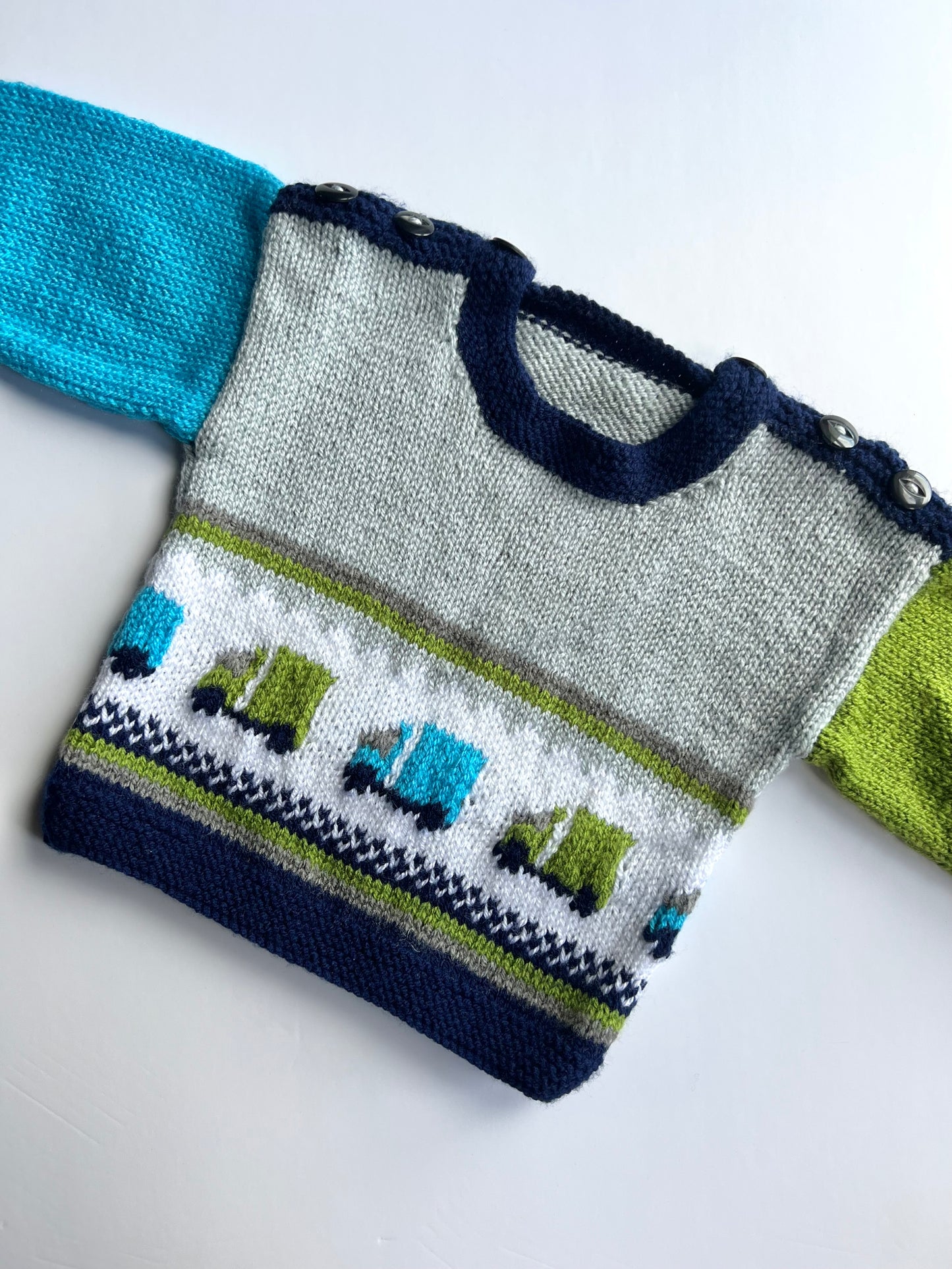 Hand Knitted Truck Jumper - Age 12-18m