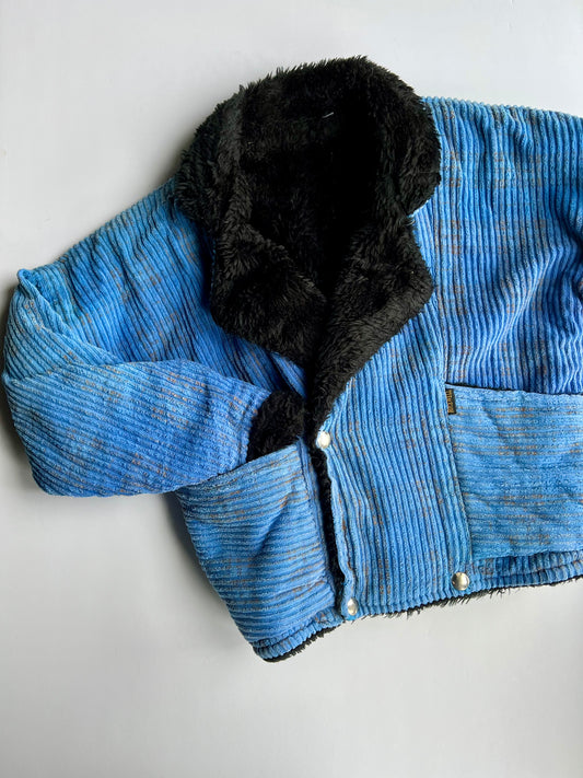 Rockwell Vintage Fur Lined Blue Check Cord Jacket - Age 4-5y