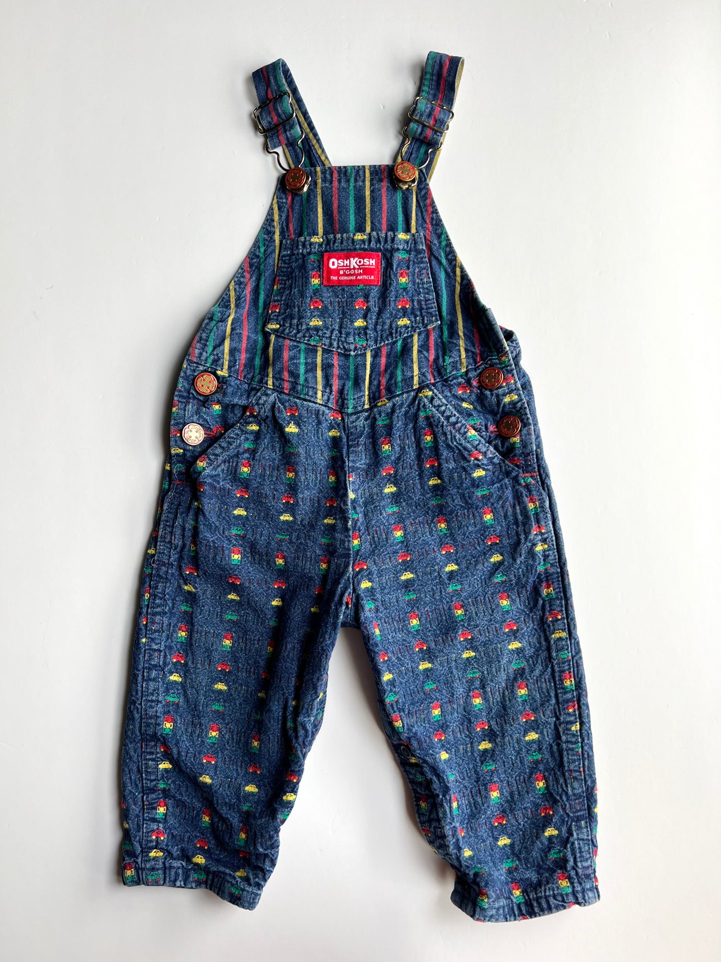 Oshkosh Vintage Denim Cars & Traffic Lights Dungarees - Size 12m