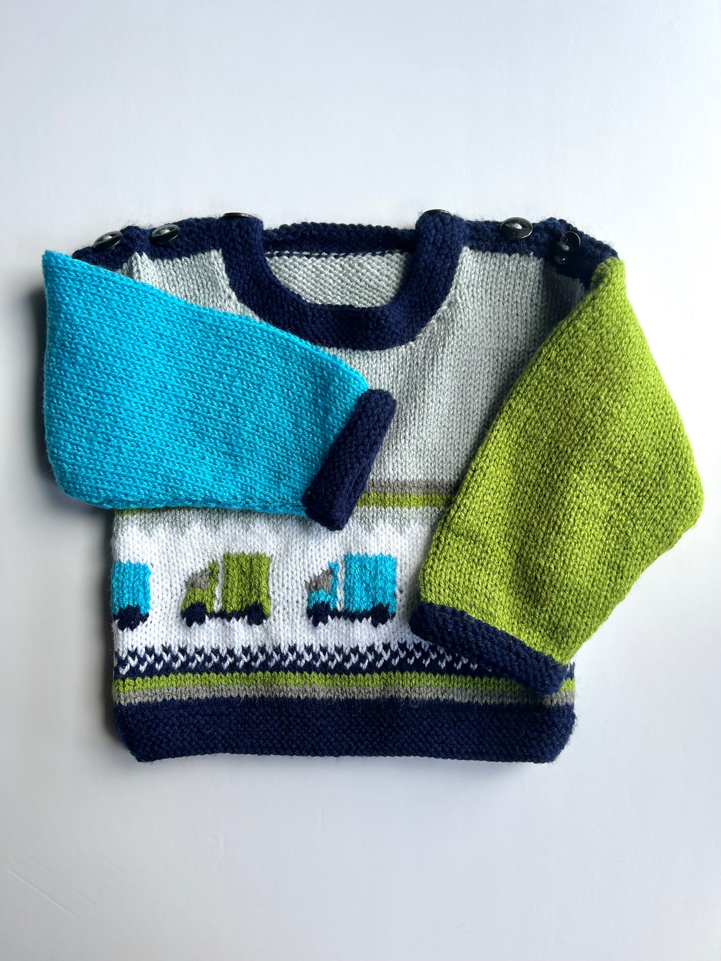 Hand Knitted Truck Jumper - Age 12-18m