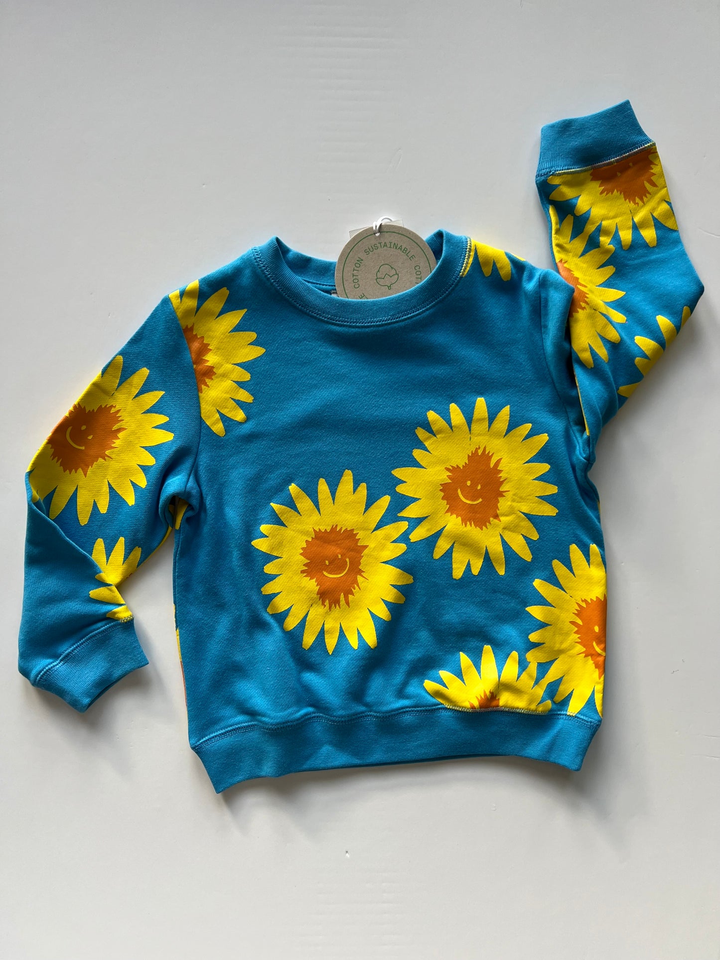 Stella McCartney Blue Smiley Sunflower Print Sweatshirt- Age 3-4y (BNWT)