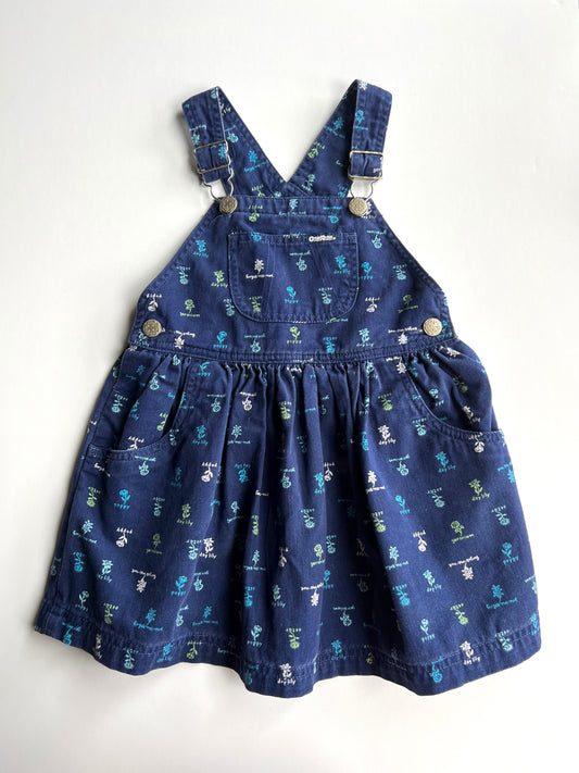 Oshkosh Vintage Garden Flowers Dungaree Dress - Age 4T