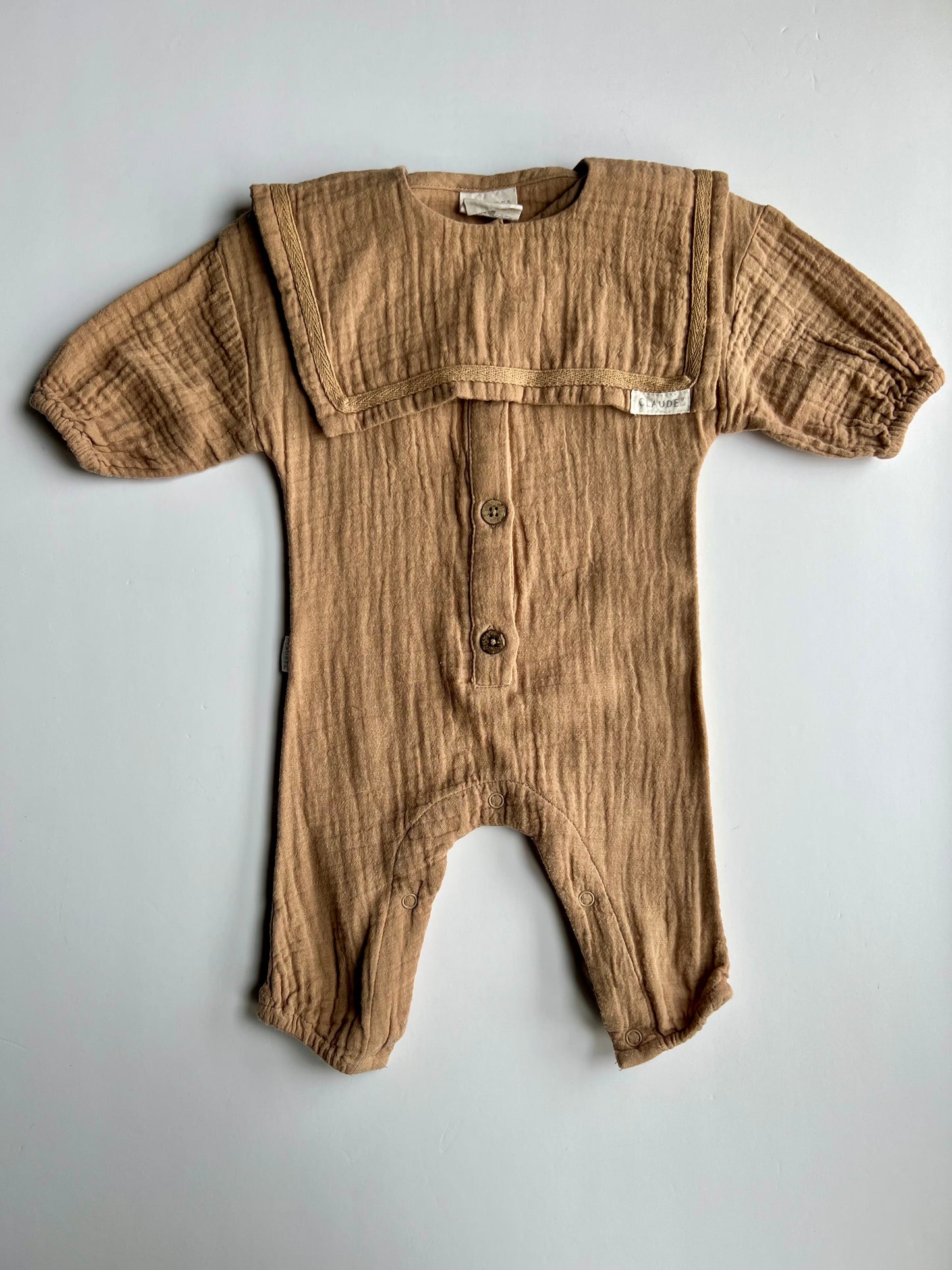 Claude & Co. Gauze Jumpsuit with Detachable Sailor Collar Faun - Age 0-3m